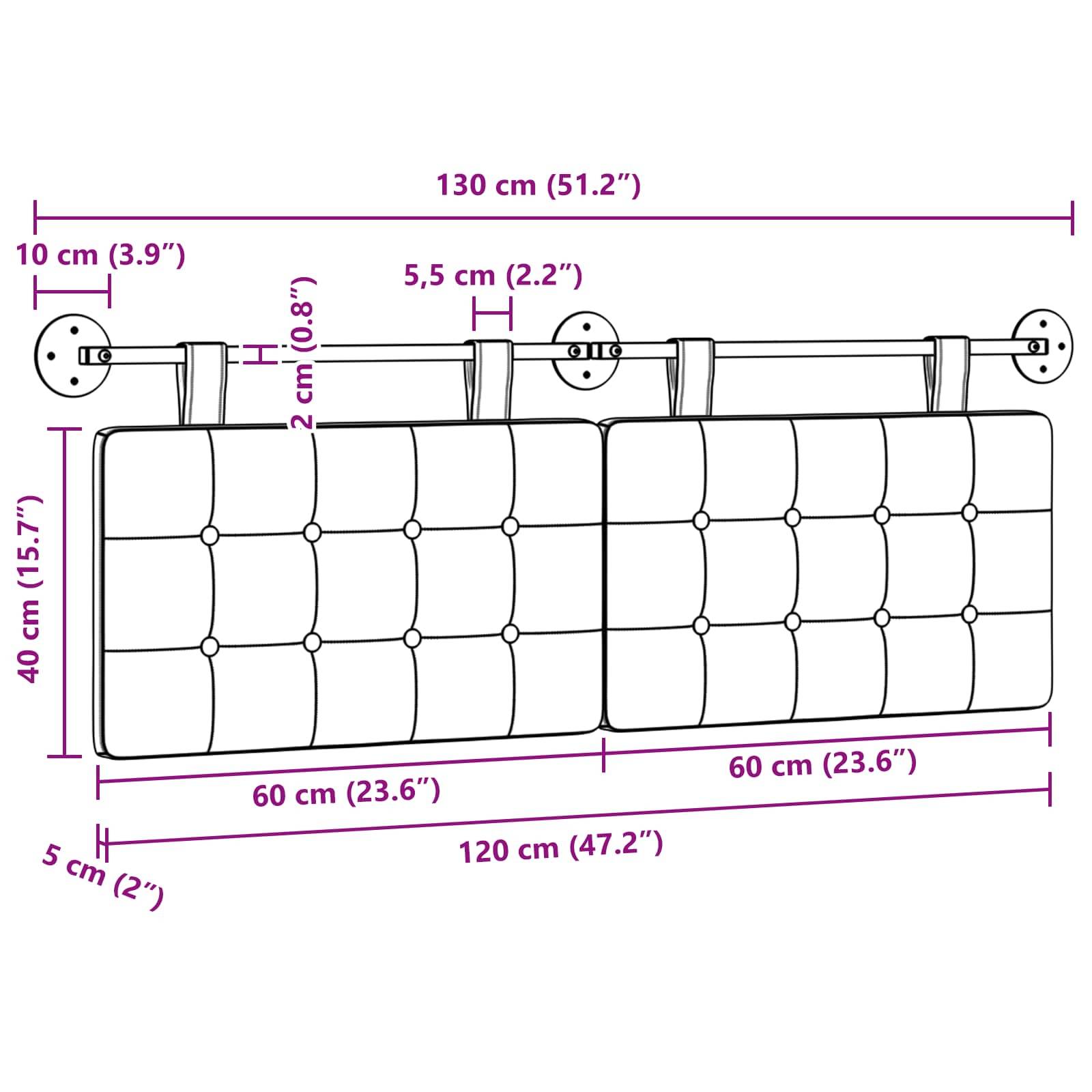 vidaXL Hängendes Kopfteil Wolkengrau Stoff