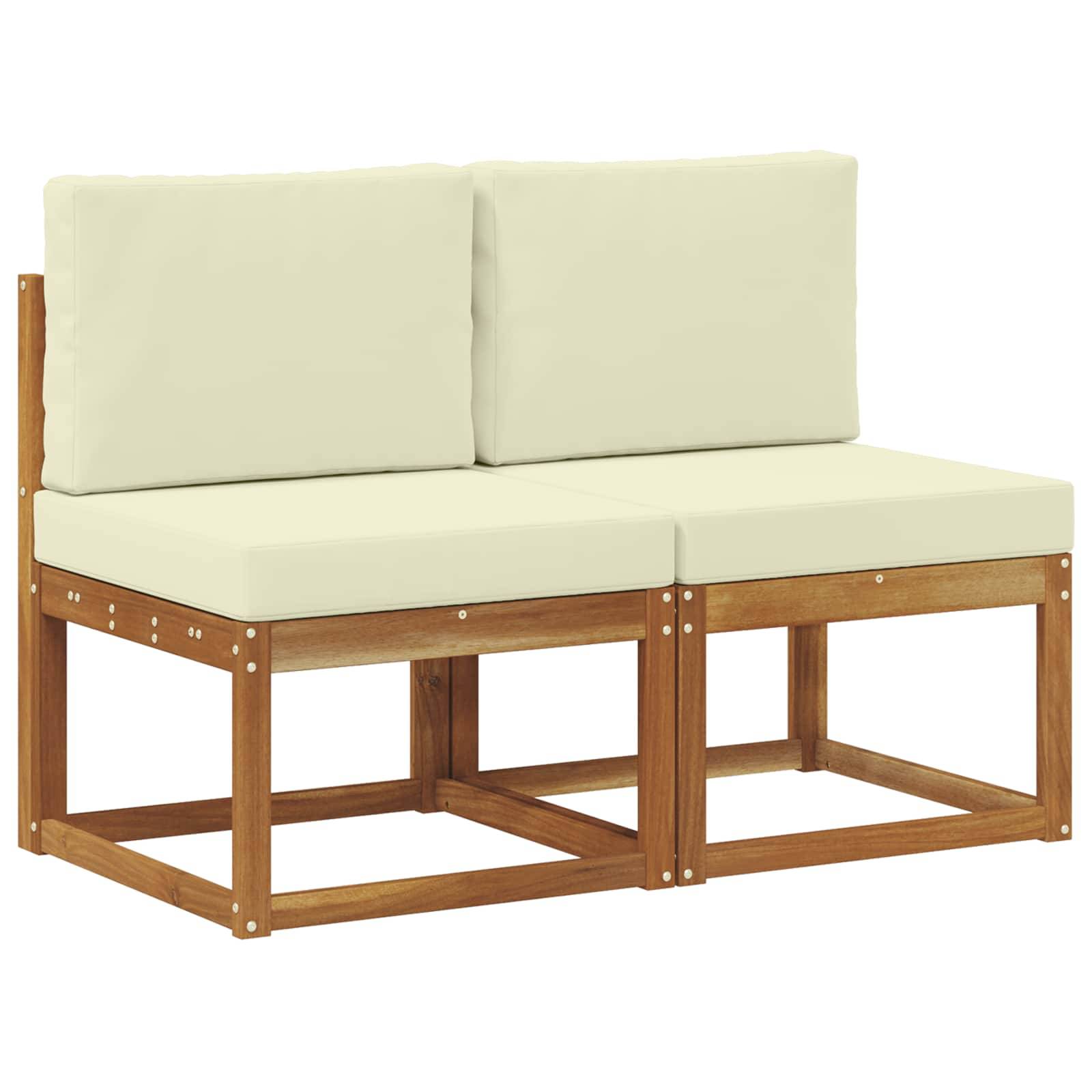 vidaXL 2 Stück Outdoor Mittelsofa Massivholz Akazie