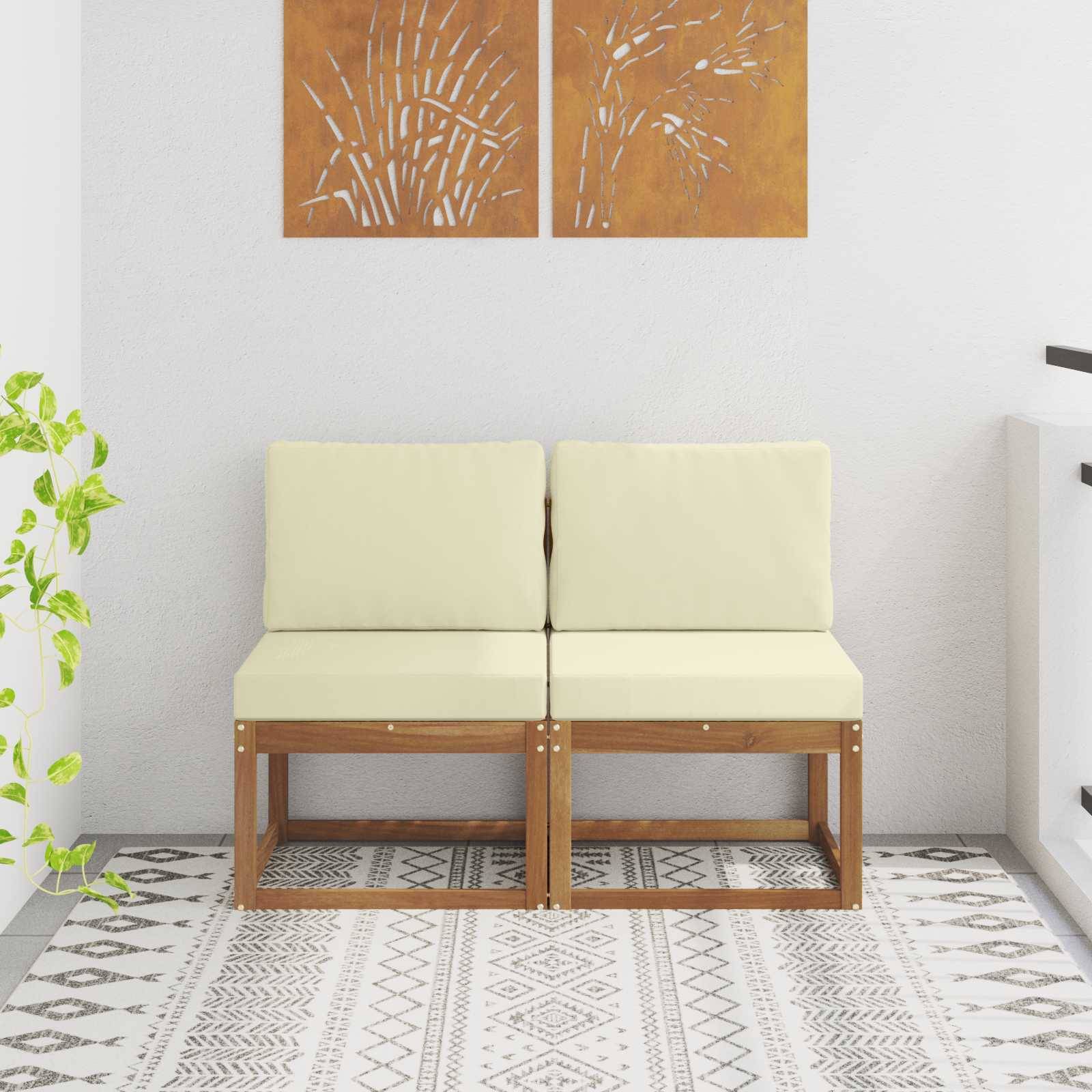 vidaXL 2 Stück Outdoor Mittelsofa Massivholz Akazie