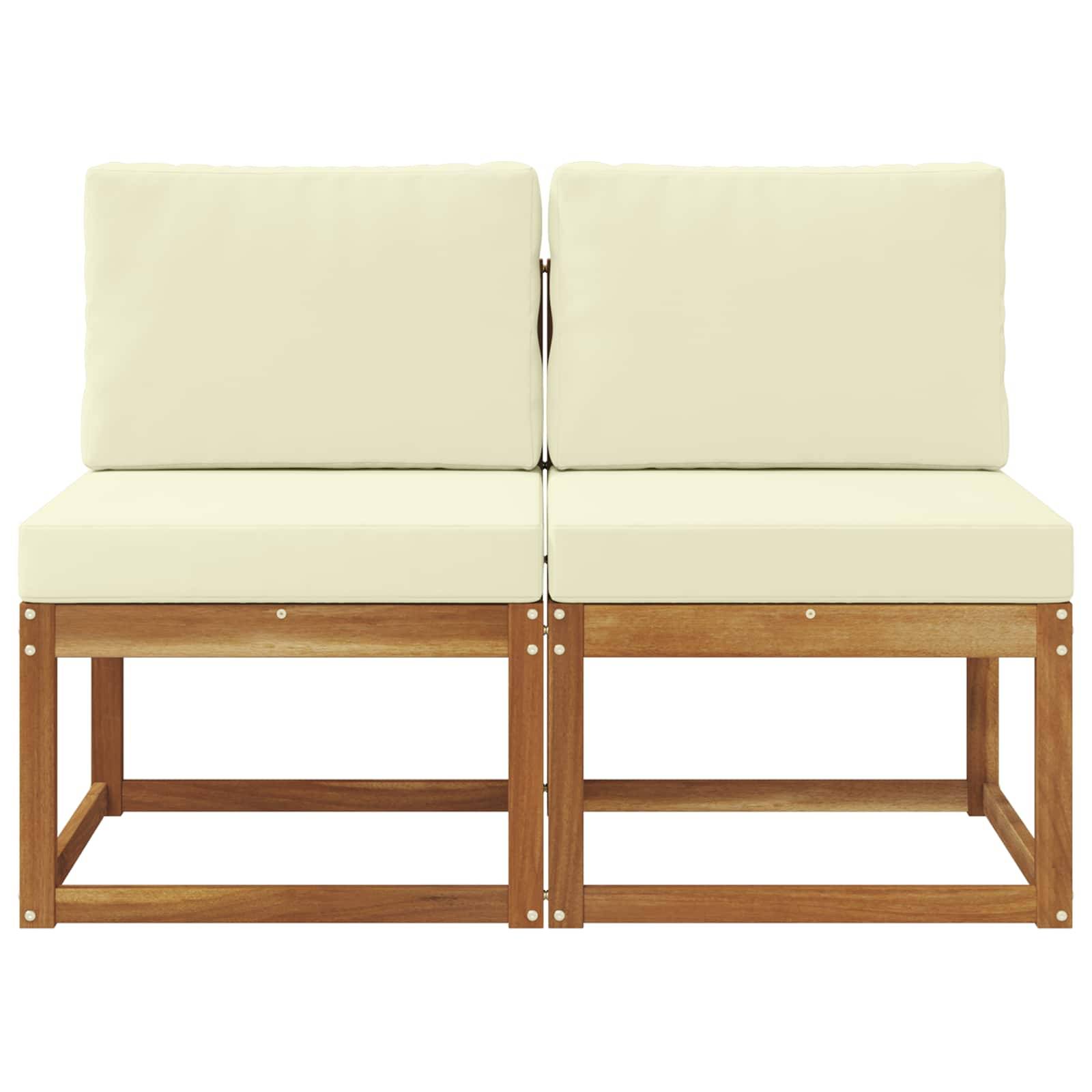 vidaXL 2 Stück Outdoor Mittelsofa Massivholz Akazie