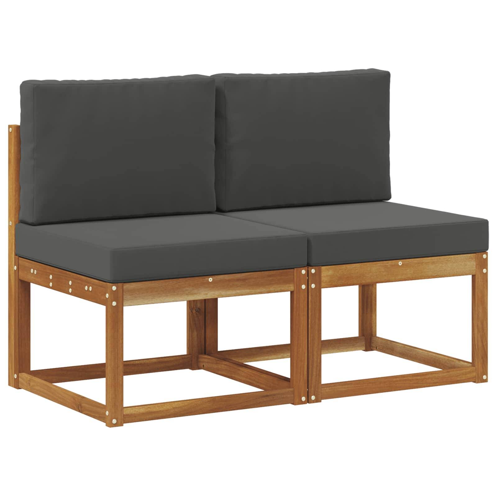 vidaXL 2 Stück Outdoor Mittelsofa Massivholz Akazie