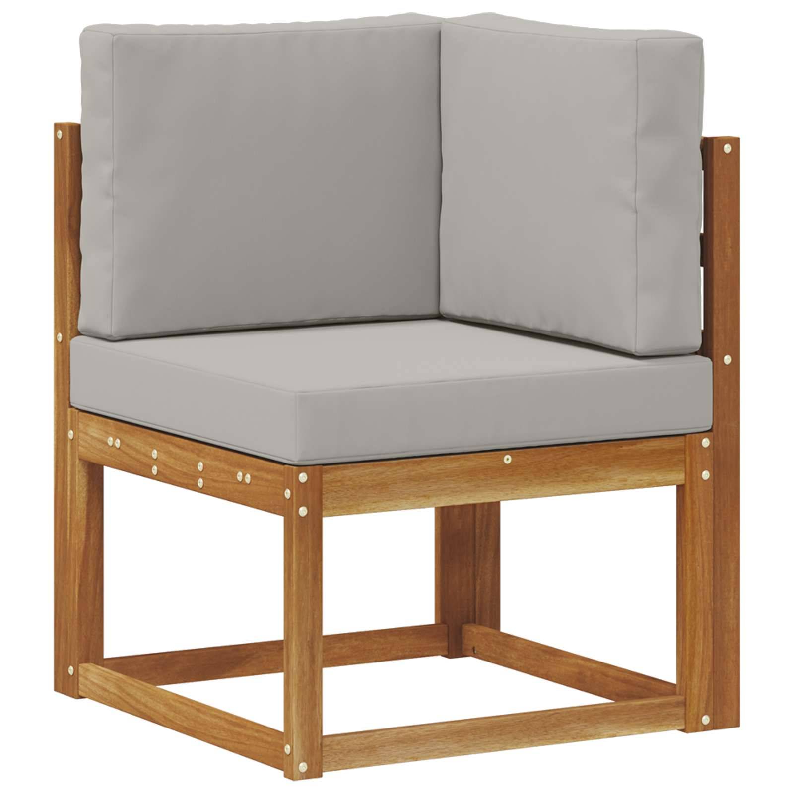 vidaXL Ecksofa Set 6 pcs Natürlich und Hellgrau Massivholz Akazie