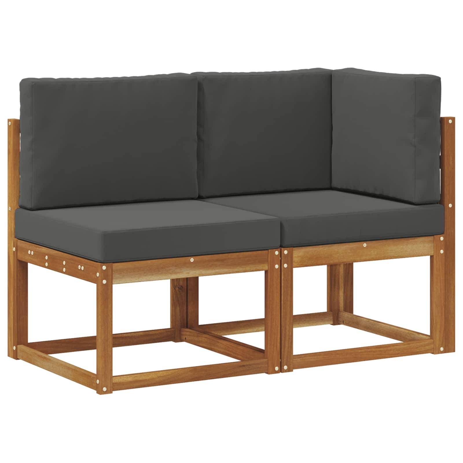 vidaXL Outdoor Mittel- und Ecksofa 2 Stück Natur und Anthrazit