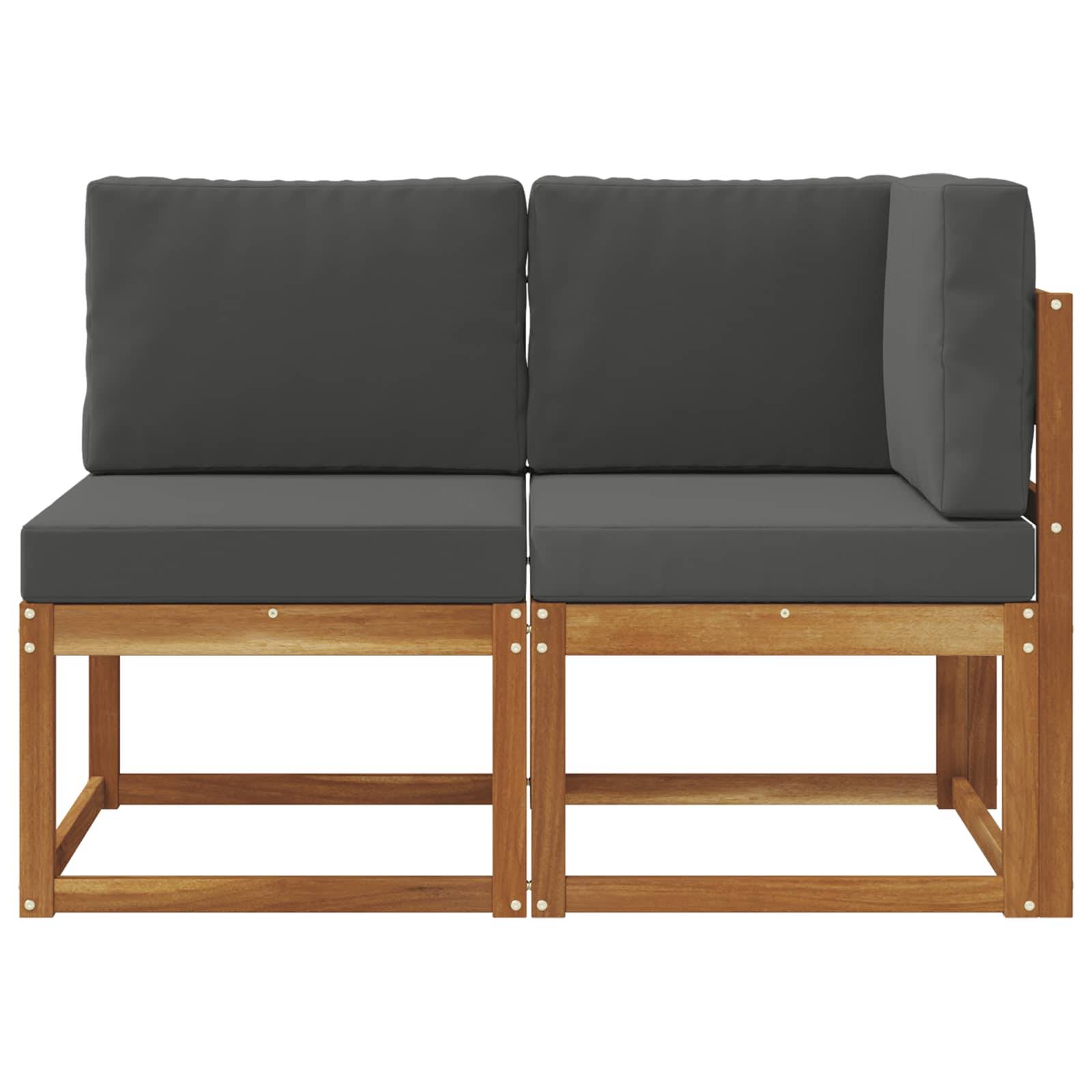 vidaXL Outdoor Mittel- und Ecksofa 2 Stück Natur und Anthrazit