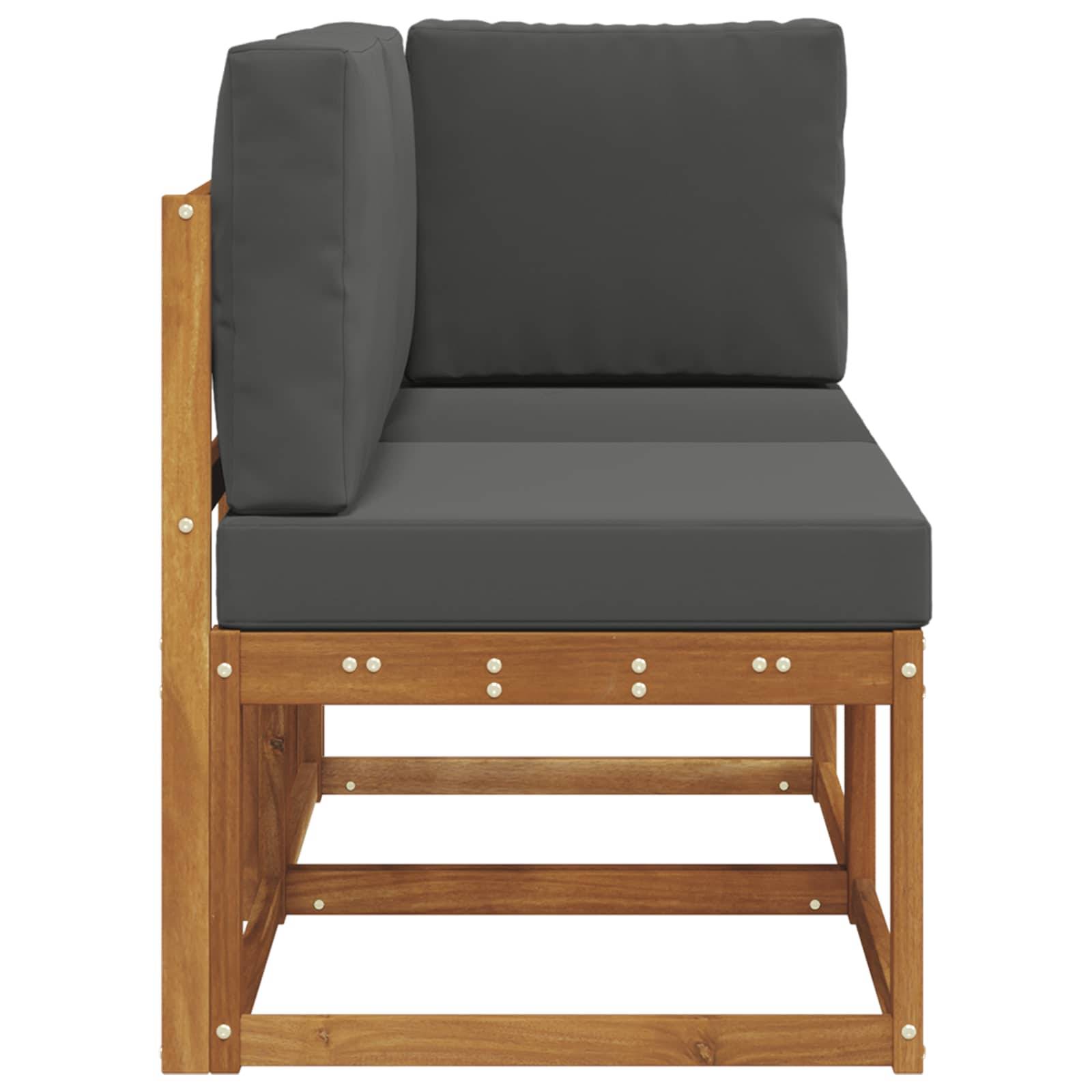 vidaXL Outdoor Mittel- und Ecksofa 2 Stück Natur und Anthrazit