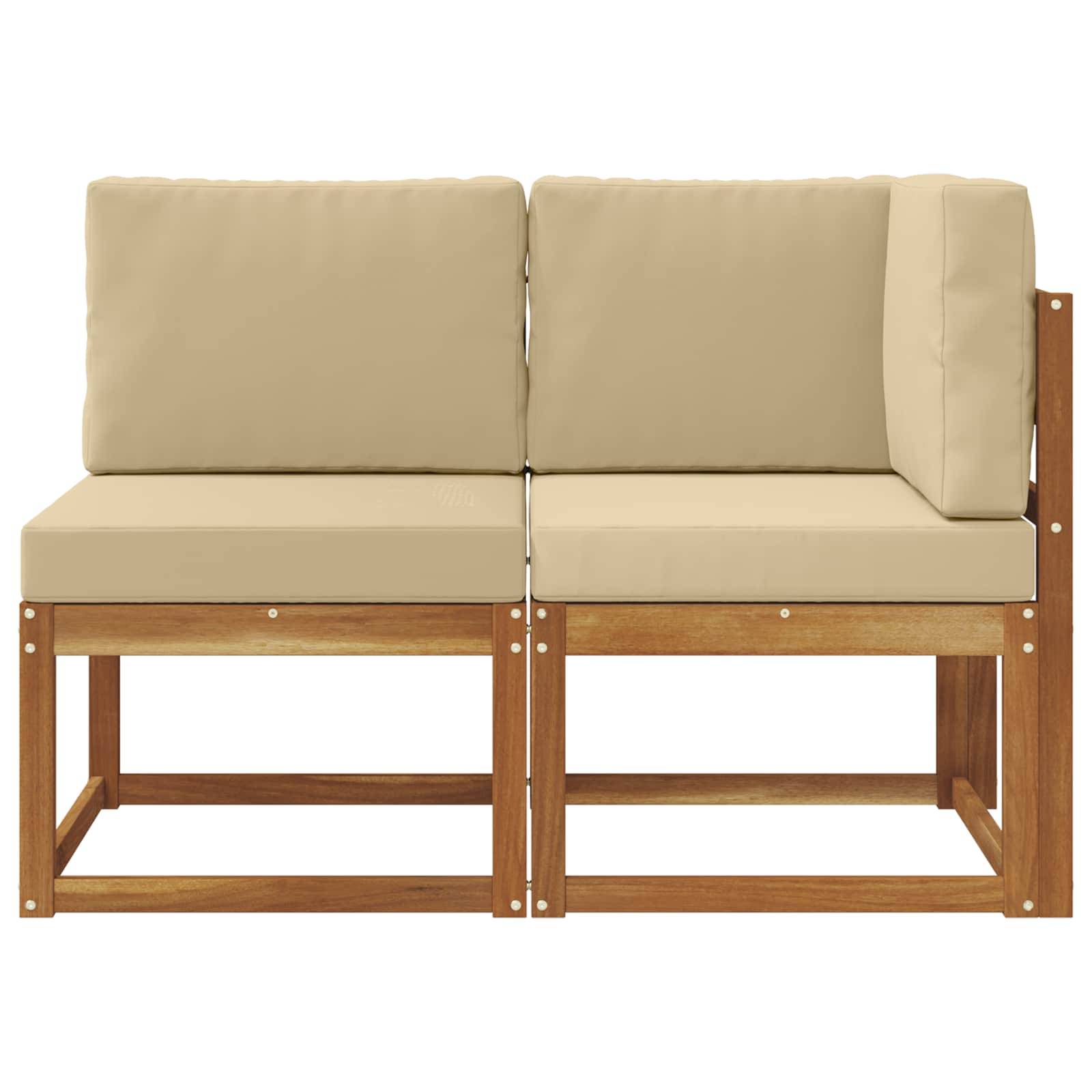 vidaXL Outdoor Mittel- und Ecksofa mit Kissen 2 Stück Natur und Beige