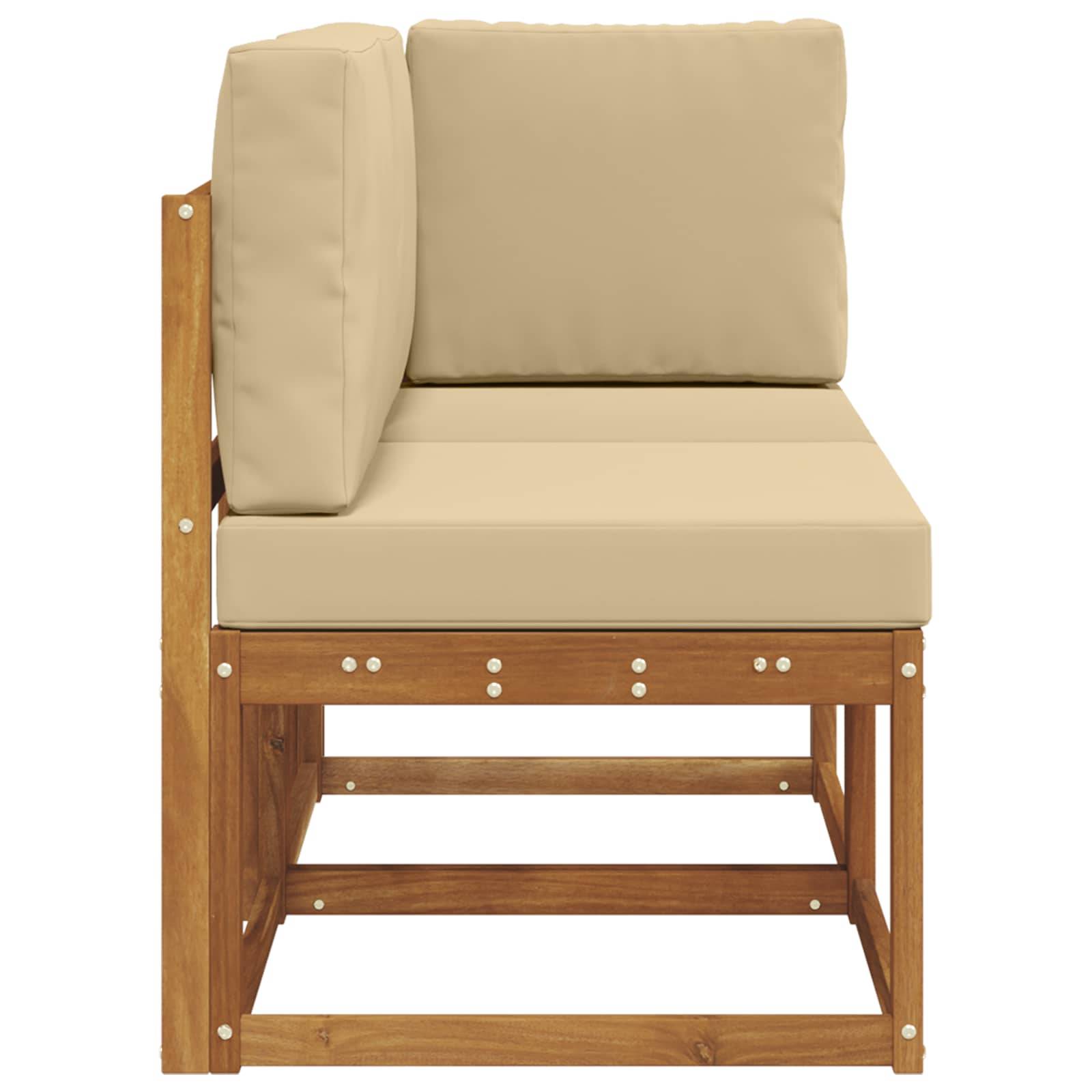 vidaXL Outdoor Mittel- und Ecksofa mit Kissen 2 Stück Natur und Beige