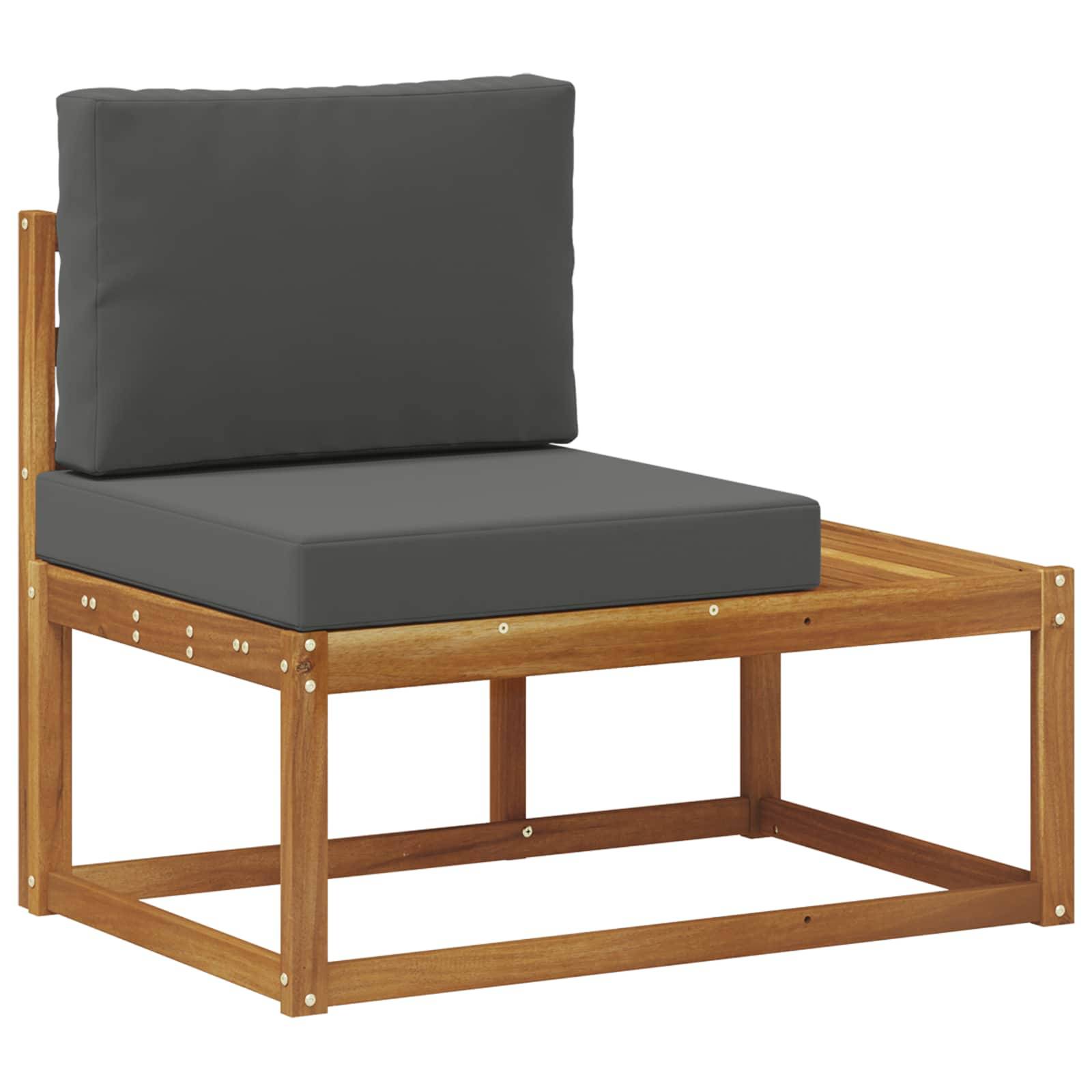 vidaXL Outdoor End Sofa mit Kissen Natur und Anthrazit 91 x 63 x 73 cm