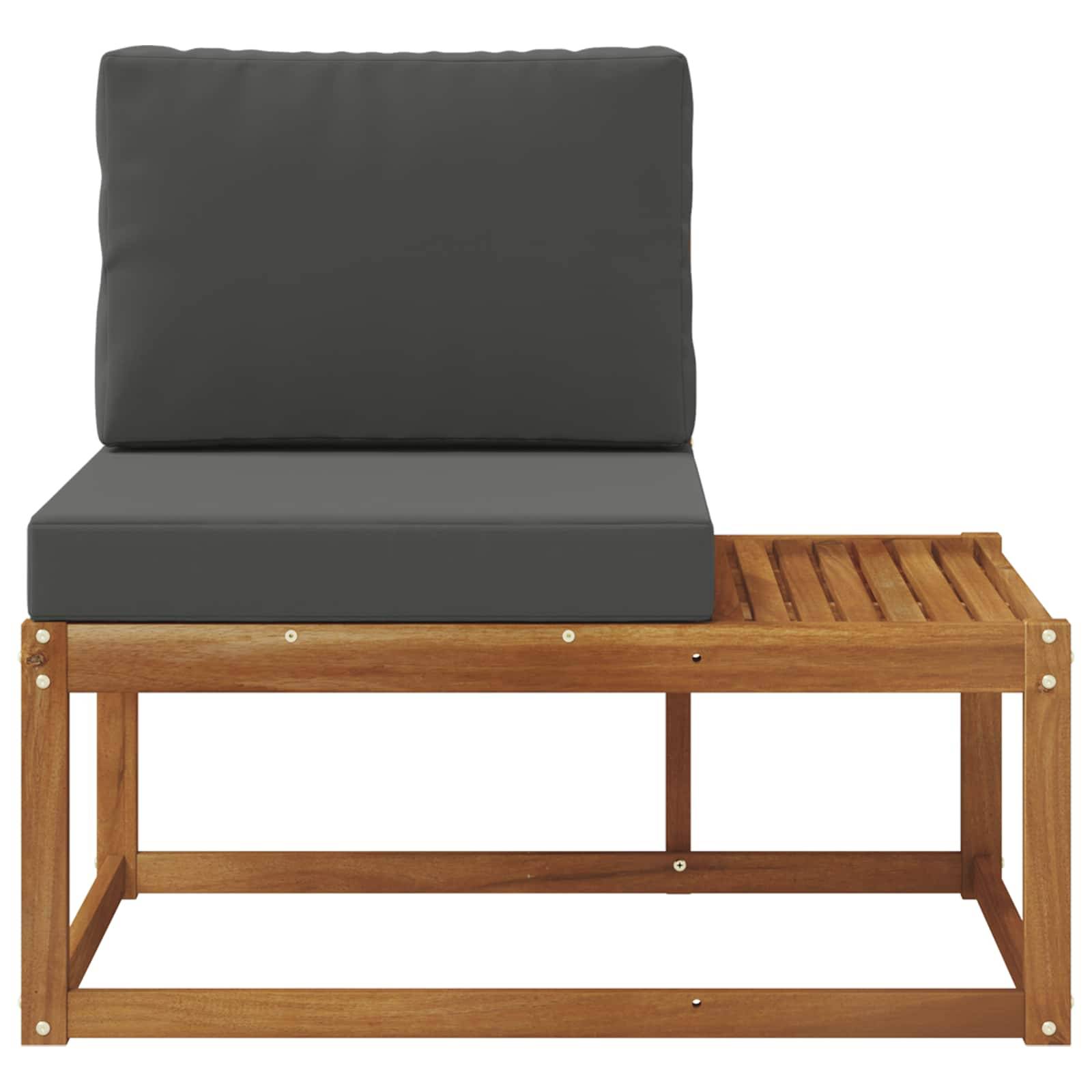 vidaXL Outdoor End Sofa mit Kissen Natur und Anthrazit 91 x 63 x 73 cm