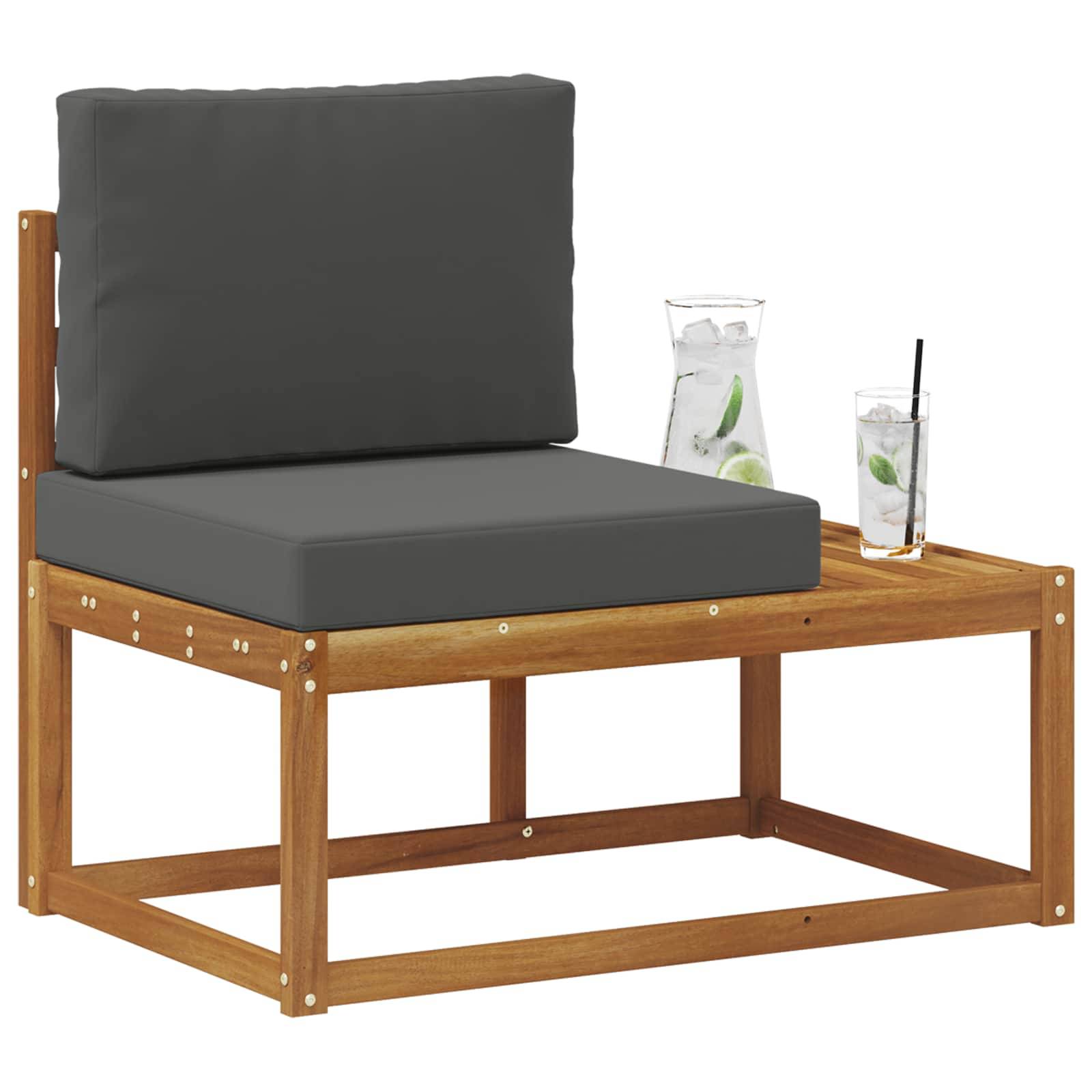 vidaXL Outdoor End Sofa mit Kissen Natur und Anthrazit 91 x 63 x 73 cm