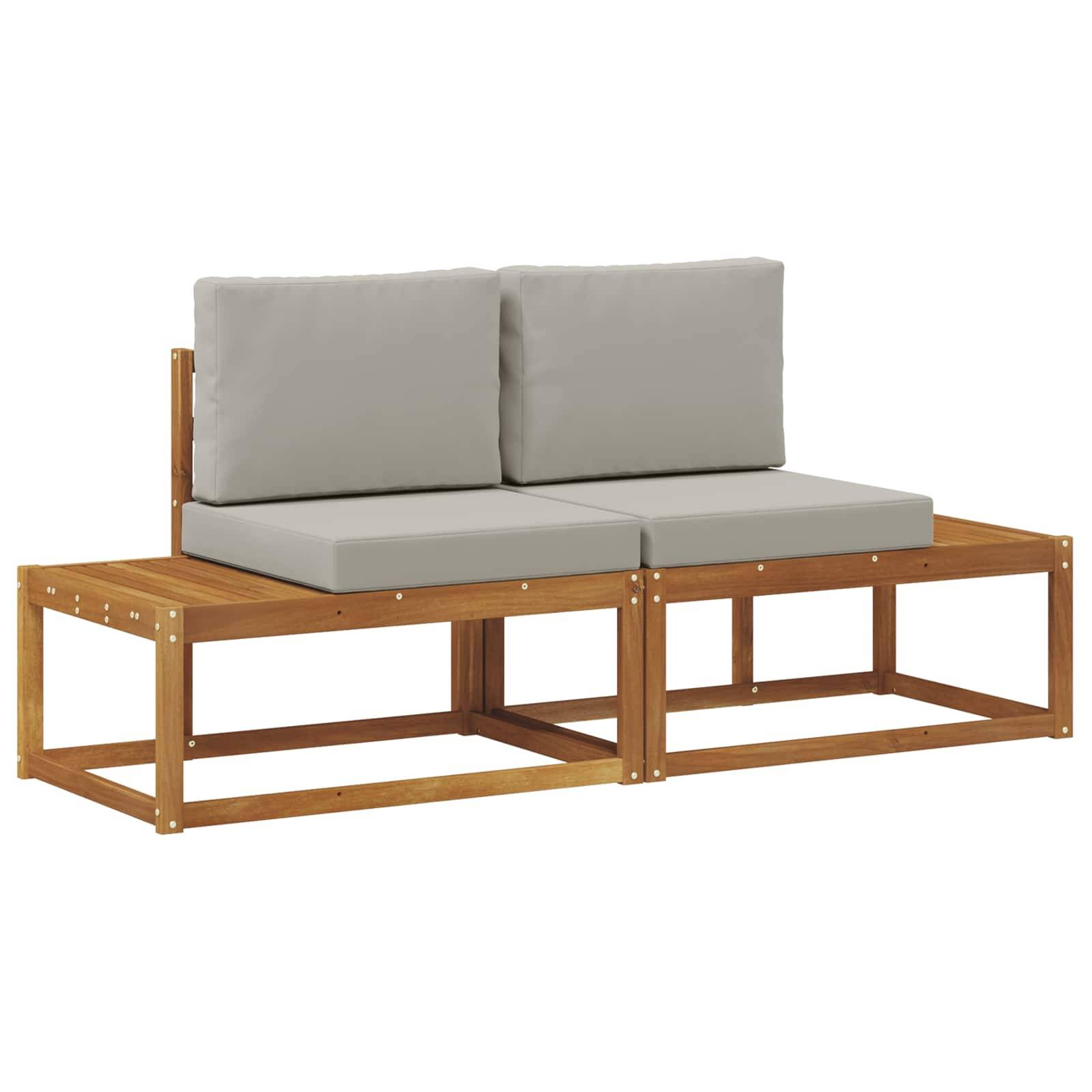 vidaXL Outdoor End Sofa mit Kissen 2 Stück Natürlich und Hellgrau
