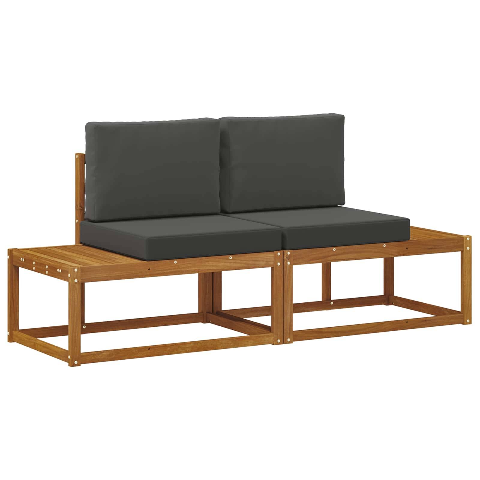 vidaXL Outdoor End Sofa 2 Stück Natur und Anthrazit Massivholz Akazie