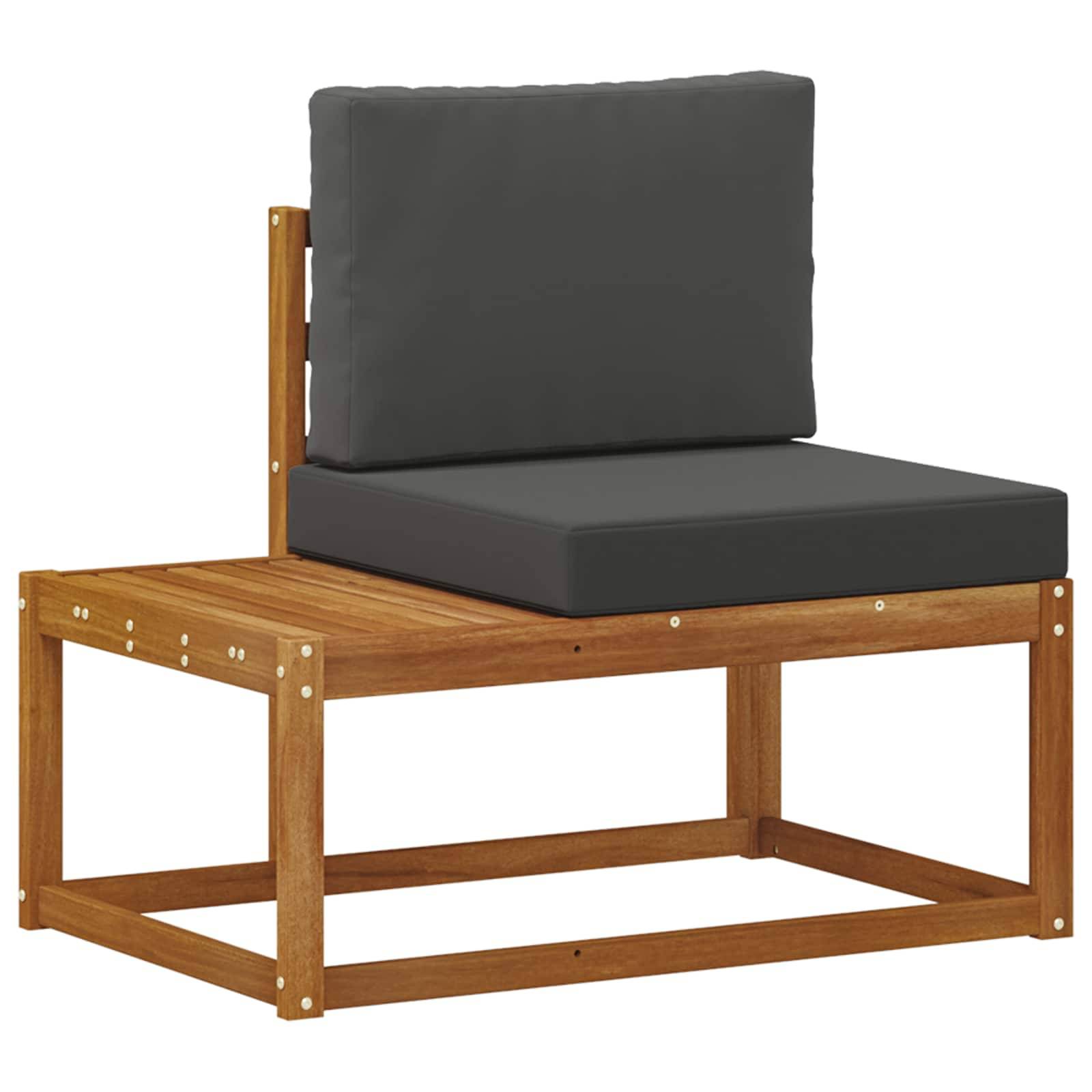 vidaXL Outdoor End Sofa 2 Stück Natur und Anthrazit Massivholz Akazie