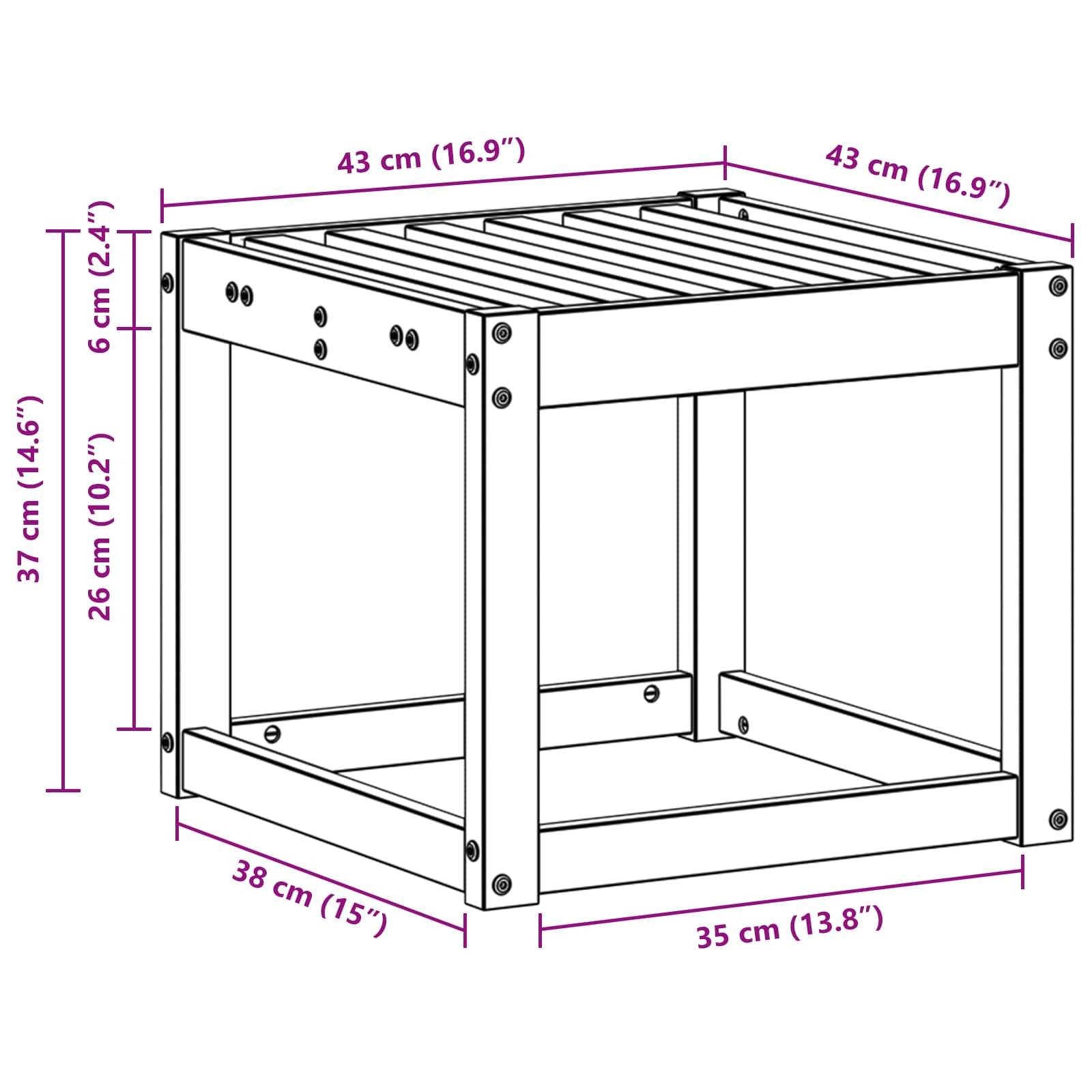 vidaXL Hocker Bank Natur 43 x 43 x 37 cm Massivholz Akazie