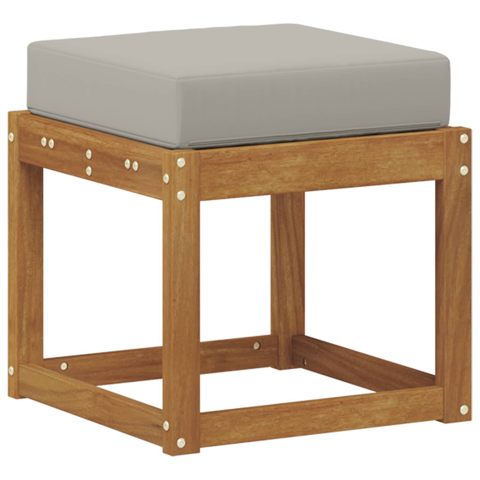 vidaXL Hocker Bank mit Kissen Natürlich und Hellgrau 43 x 43 x 37 cm