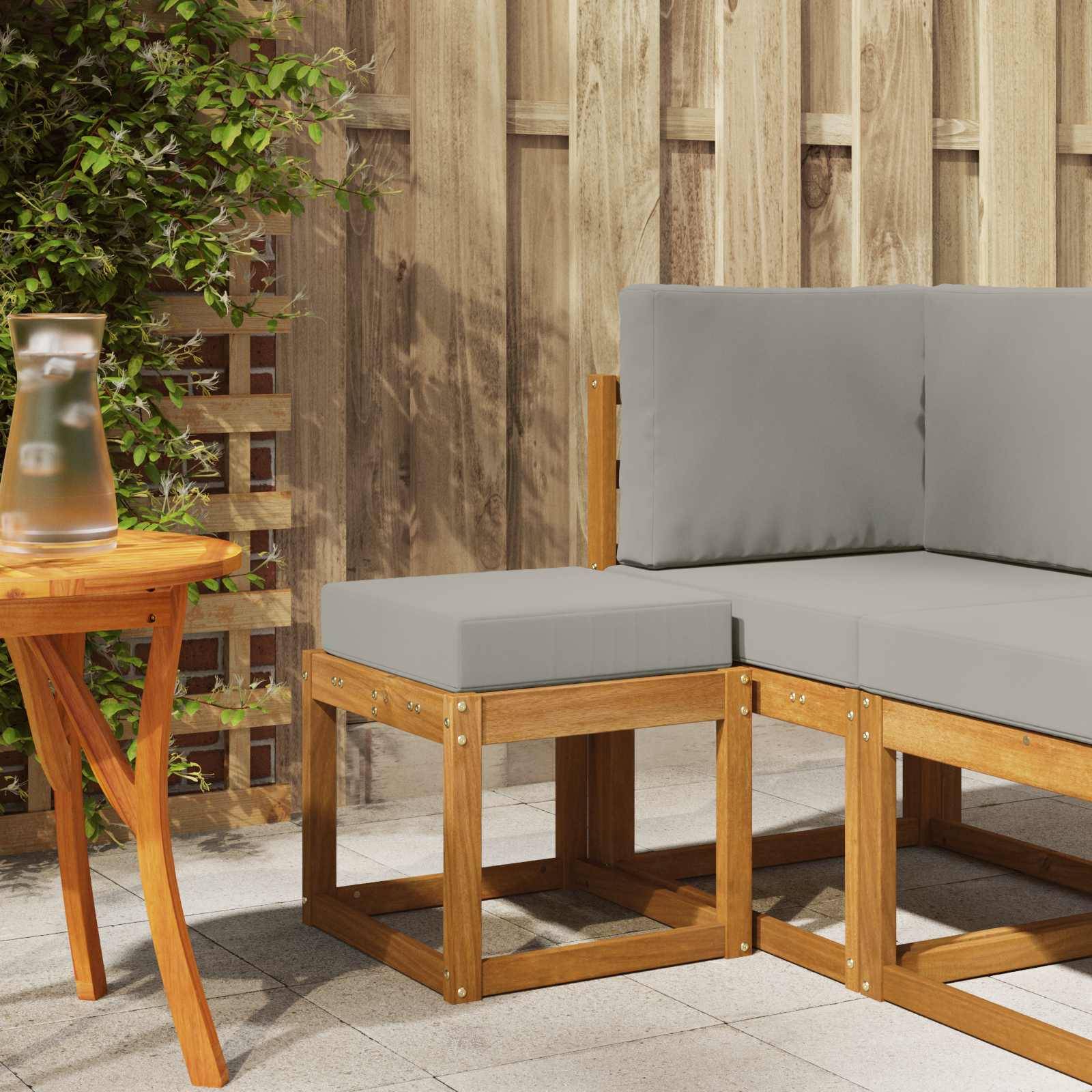 vidaXL Hocker Bank mit Kissen Natürlich und Hellgrau 43 x 43 x 37 cm