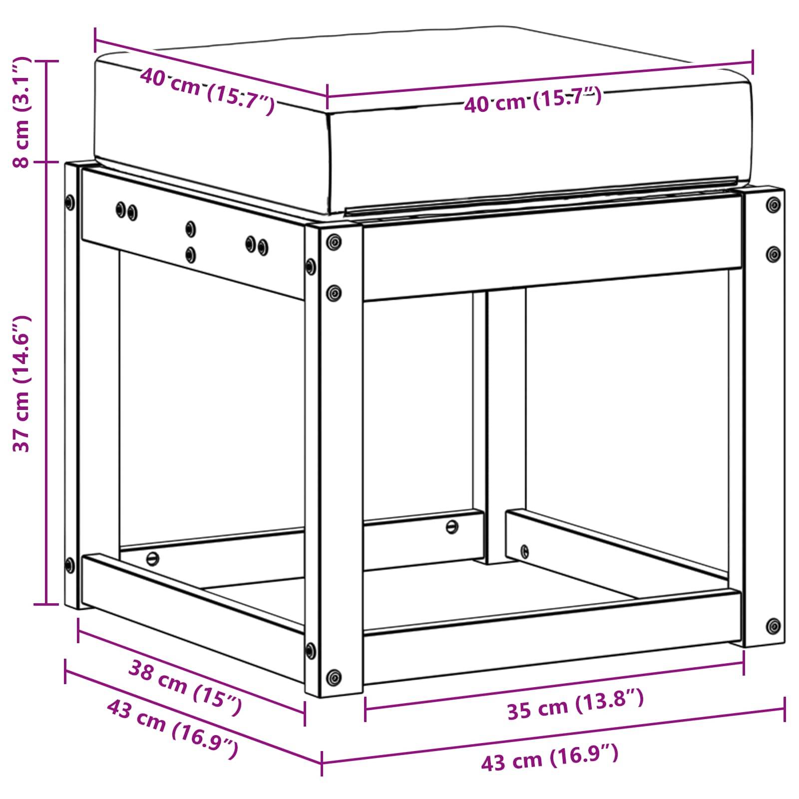 vidaXL Outdoor Hocker Bank Massivholz Akazie Natur