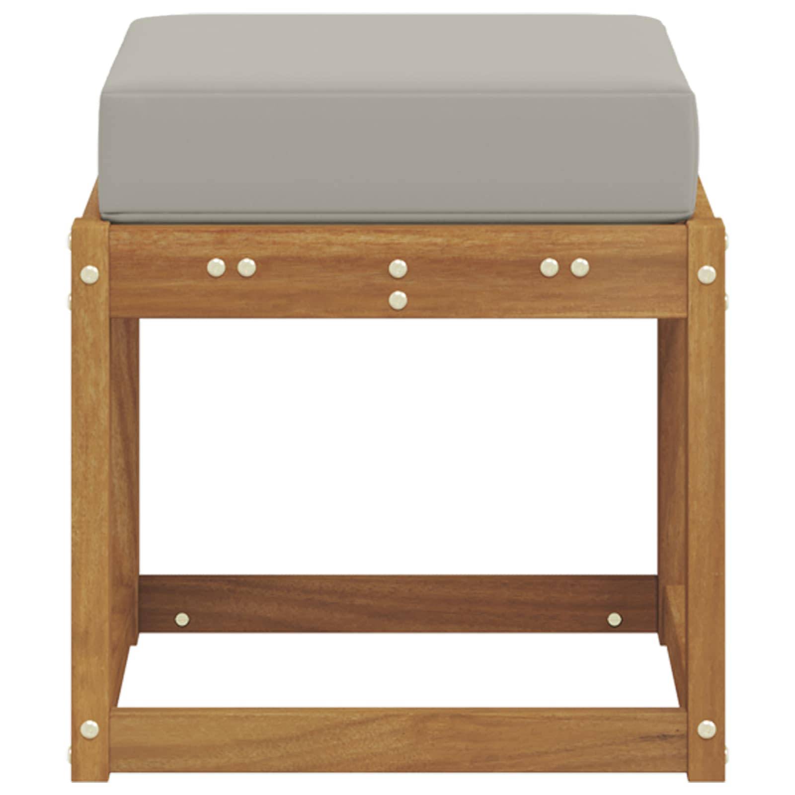 vidaXL Hocker Bank mit Kissen Natürlich und Hellgrau 43 x 43 x 37 cm