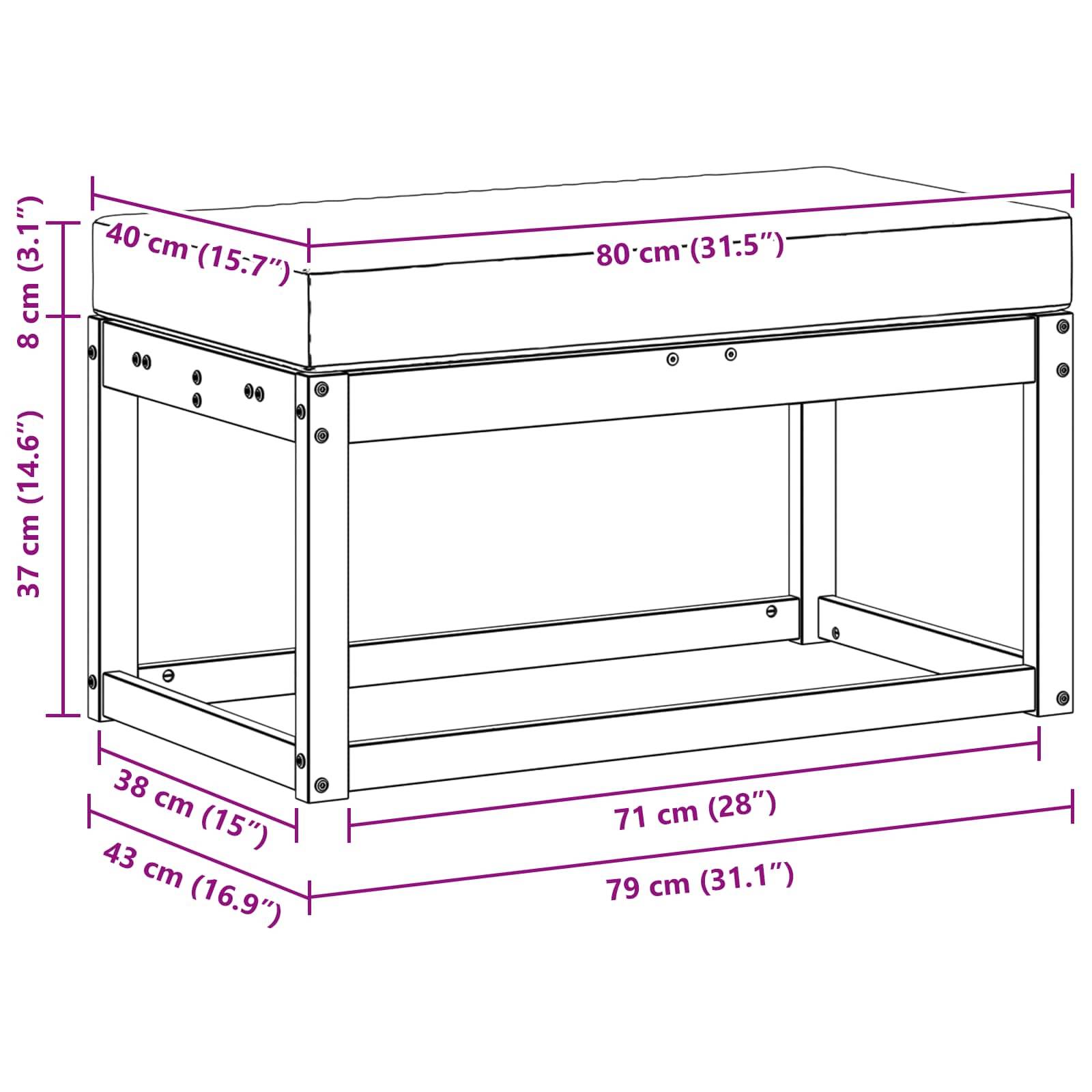 vidaXL Outdoor Hocker Bank Massivholz Akazie Natur