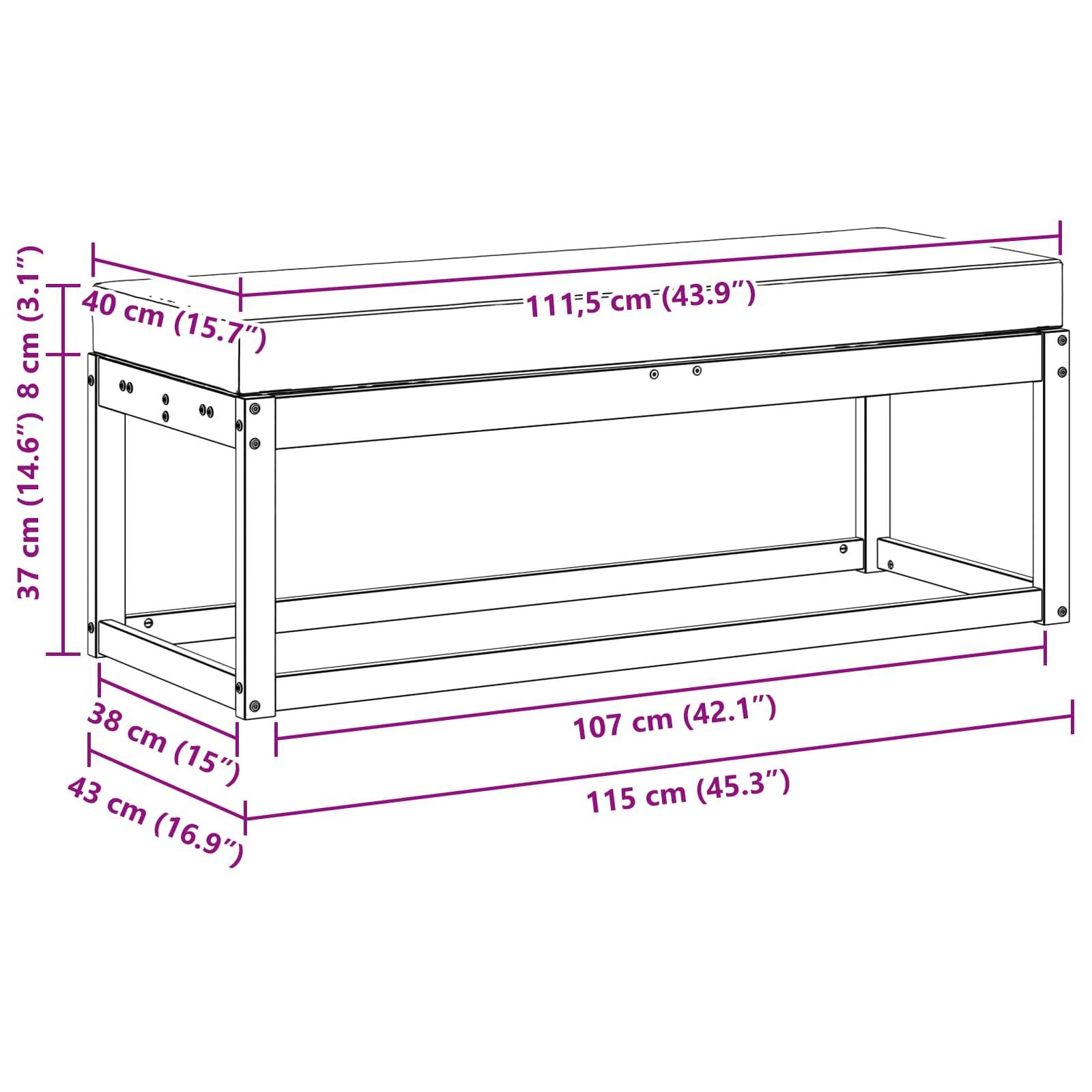 vidaXL Outdoor Hocker Bank Massivholz Akazie Natur