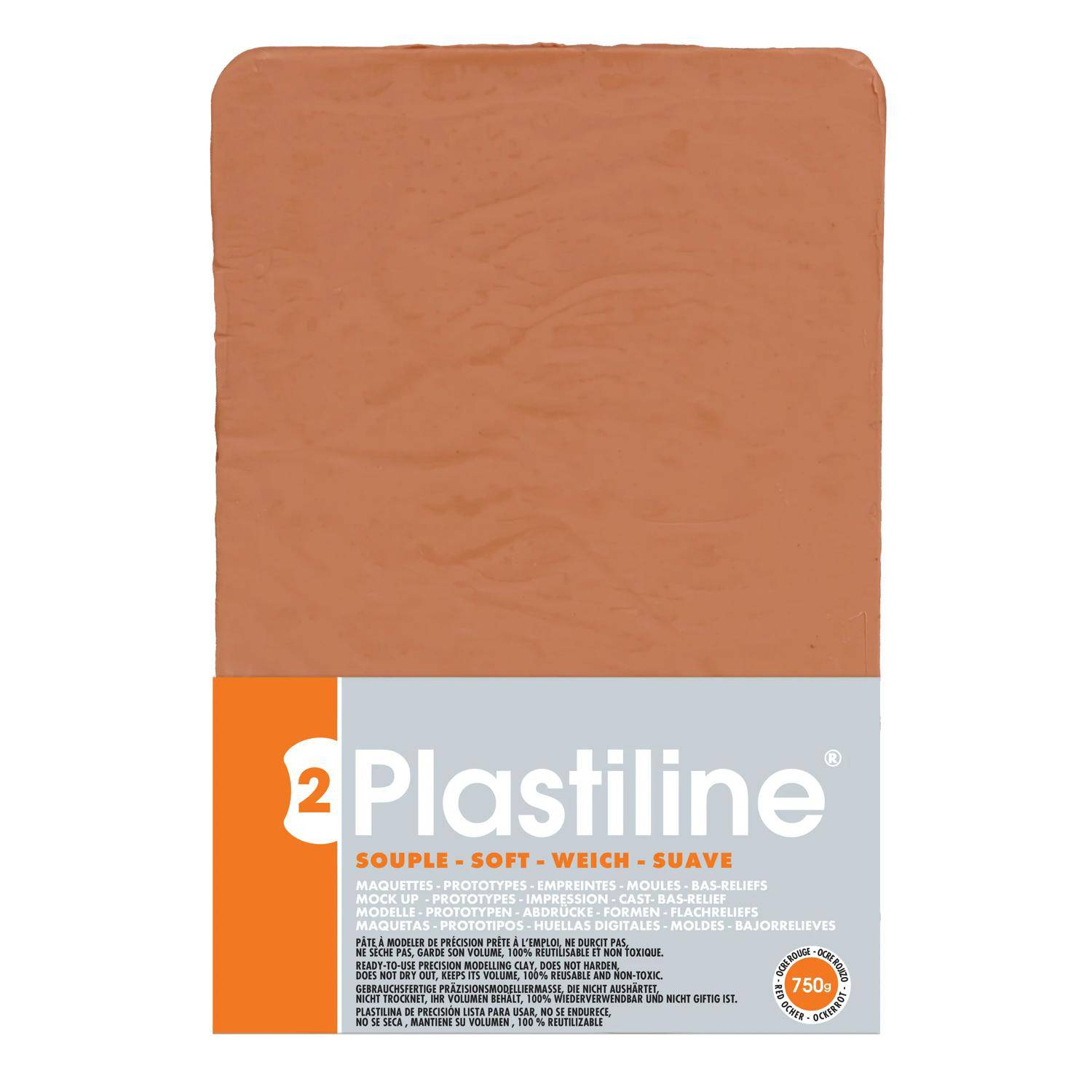 Plastiline Plastiline, Block 750g, Härtegrad 2 (weich) - Ockerrot 7350T