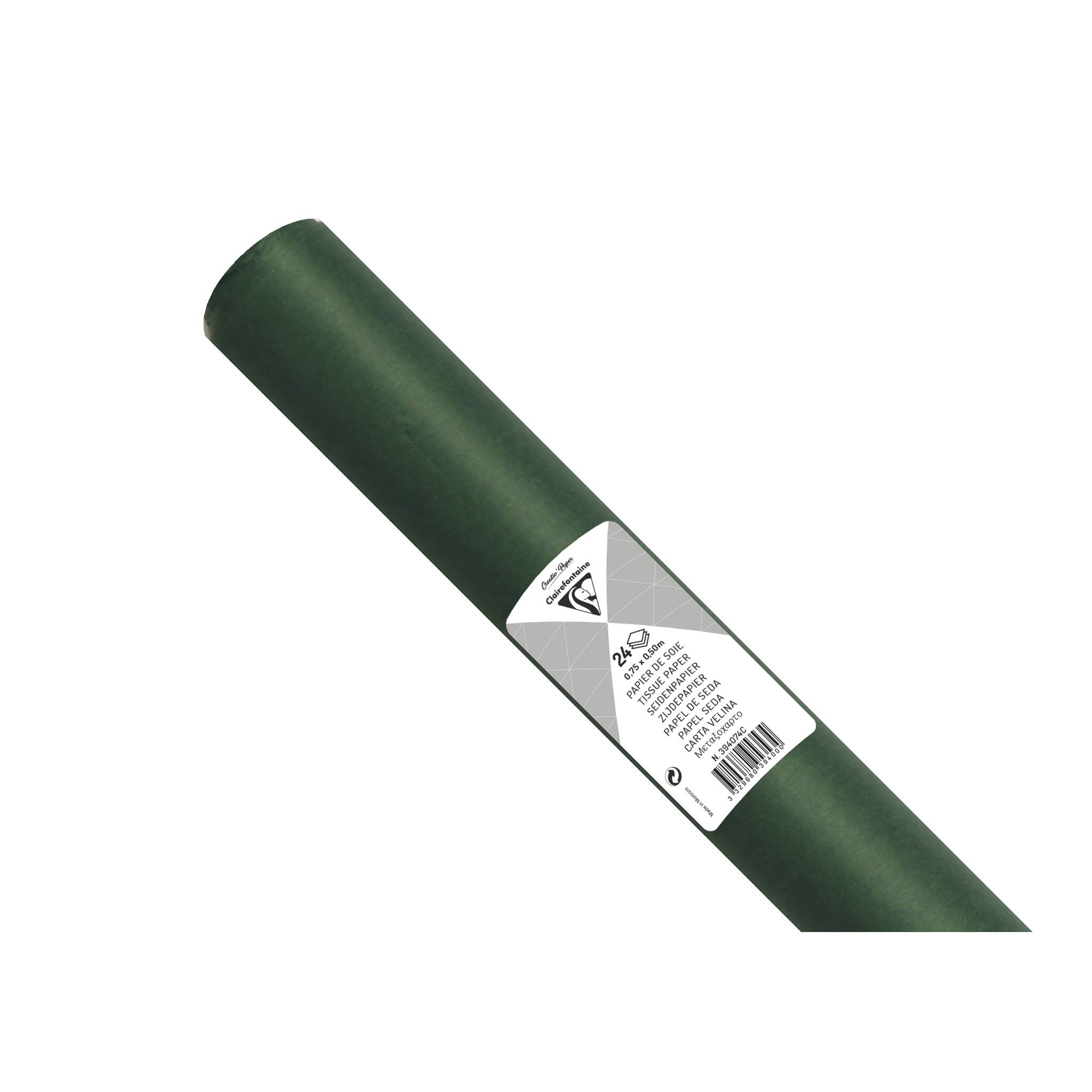 Clairefontaine 5x Seidenpapier Rolle 24 Bogen 18g/m2 50x75cm Glasgrün 394074C