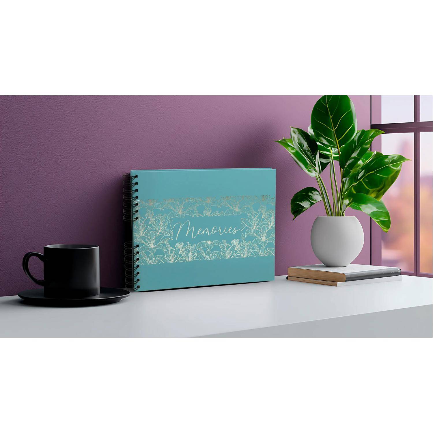 Exacompta Spiralfotoalbum 50 Seiten/25 Bl schwarz, 32x22 cm, - Türkis 16491E