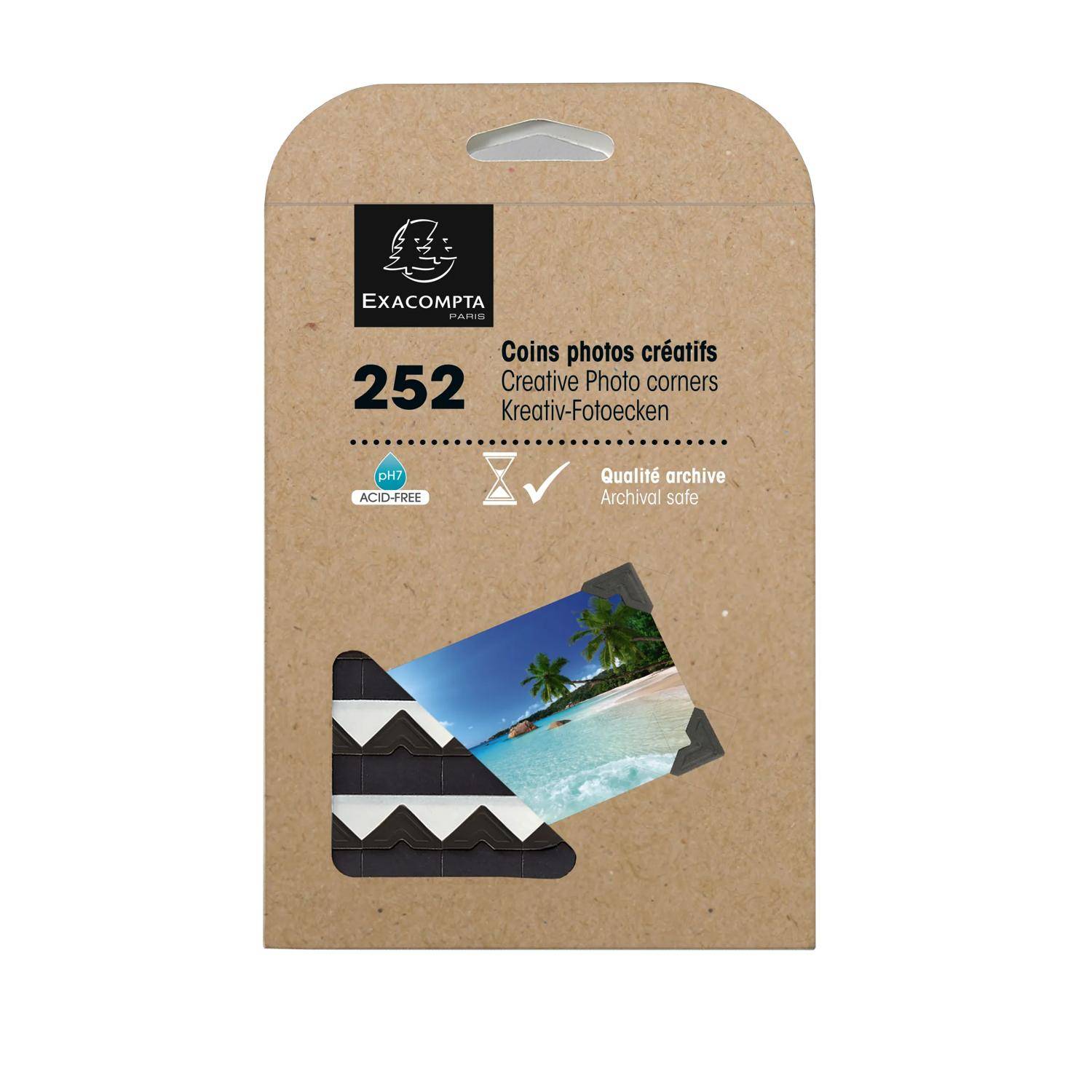 Exacompta 12x Packung mit 252 dekorativen Fotoecken - Schwarz 12992E