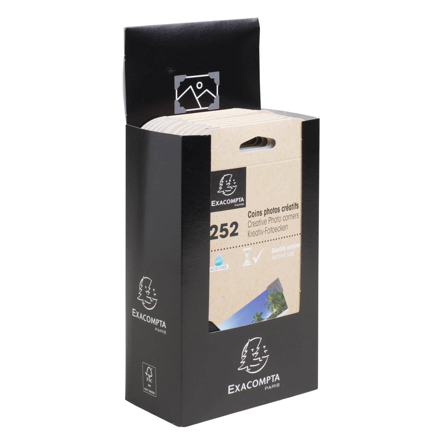Exacompta 12x Packung mit 252 dekorativen Fotoecken - Schwarz 12992E