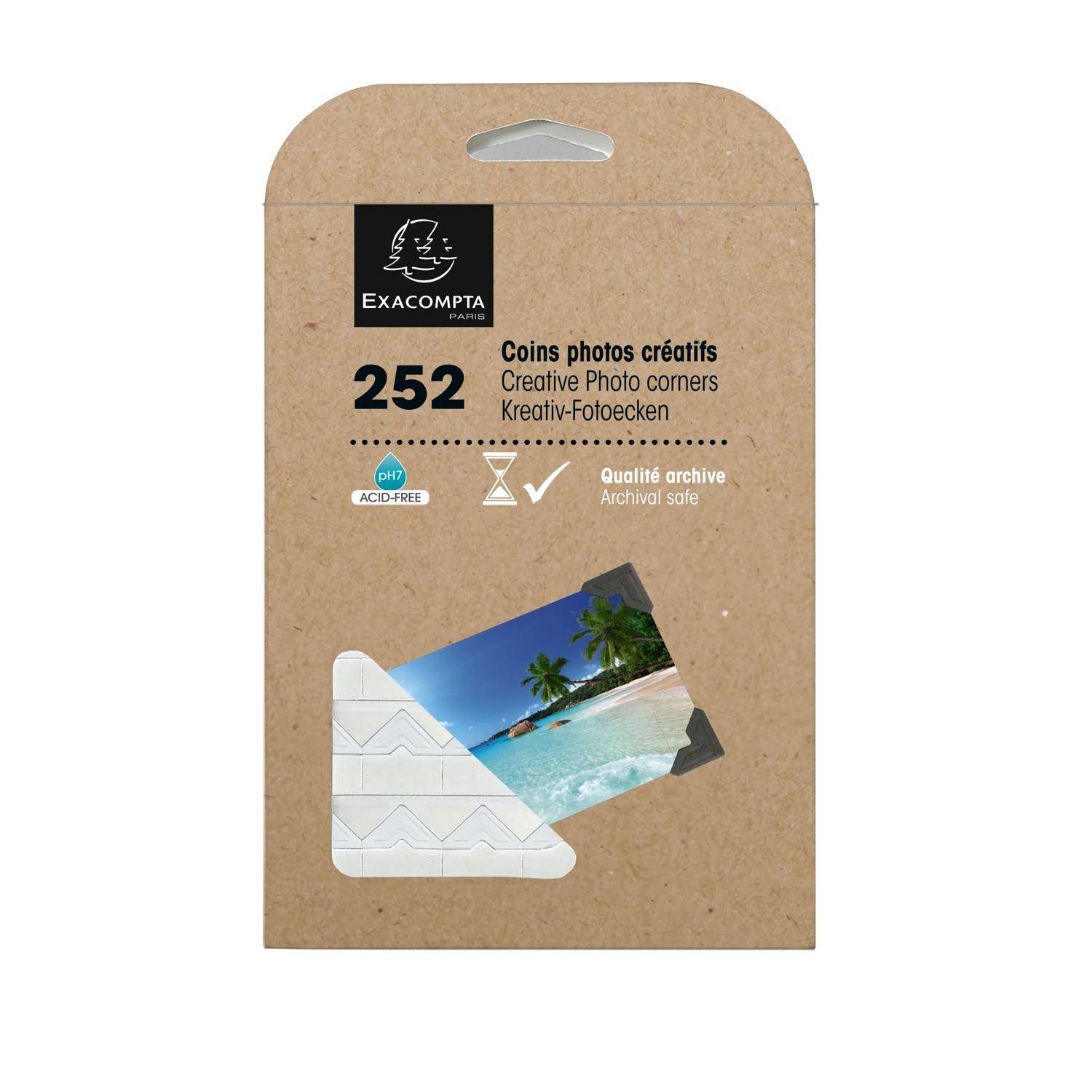 Exacompta 12x Packung mit 252 dekorativen Fotoecken - Weiß 12994E