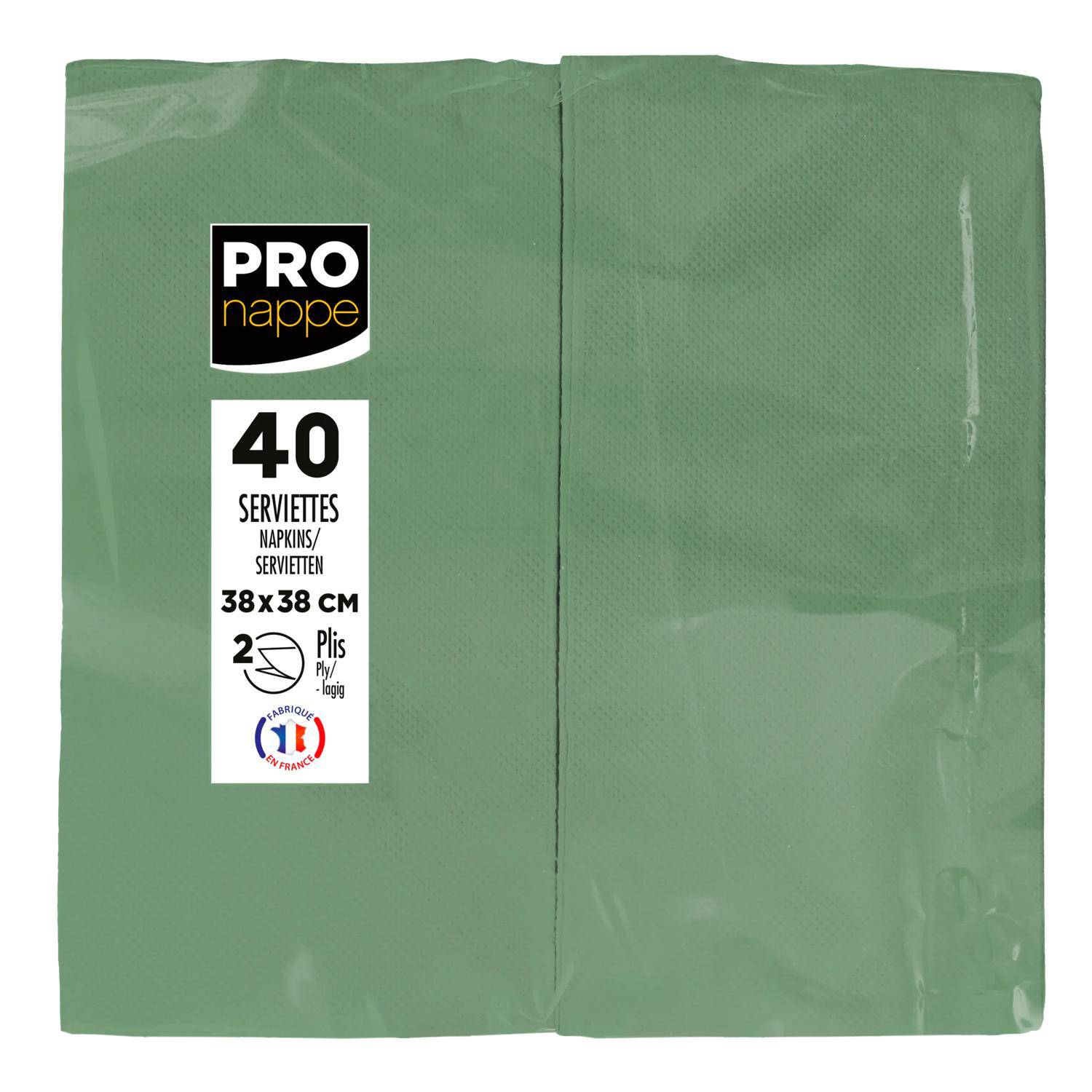 Pronappe 30x Tissue-Servietten 40St 1/8 Kopffalz, 38x38 cm Olivgrün SV623957I