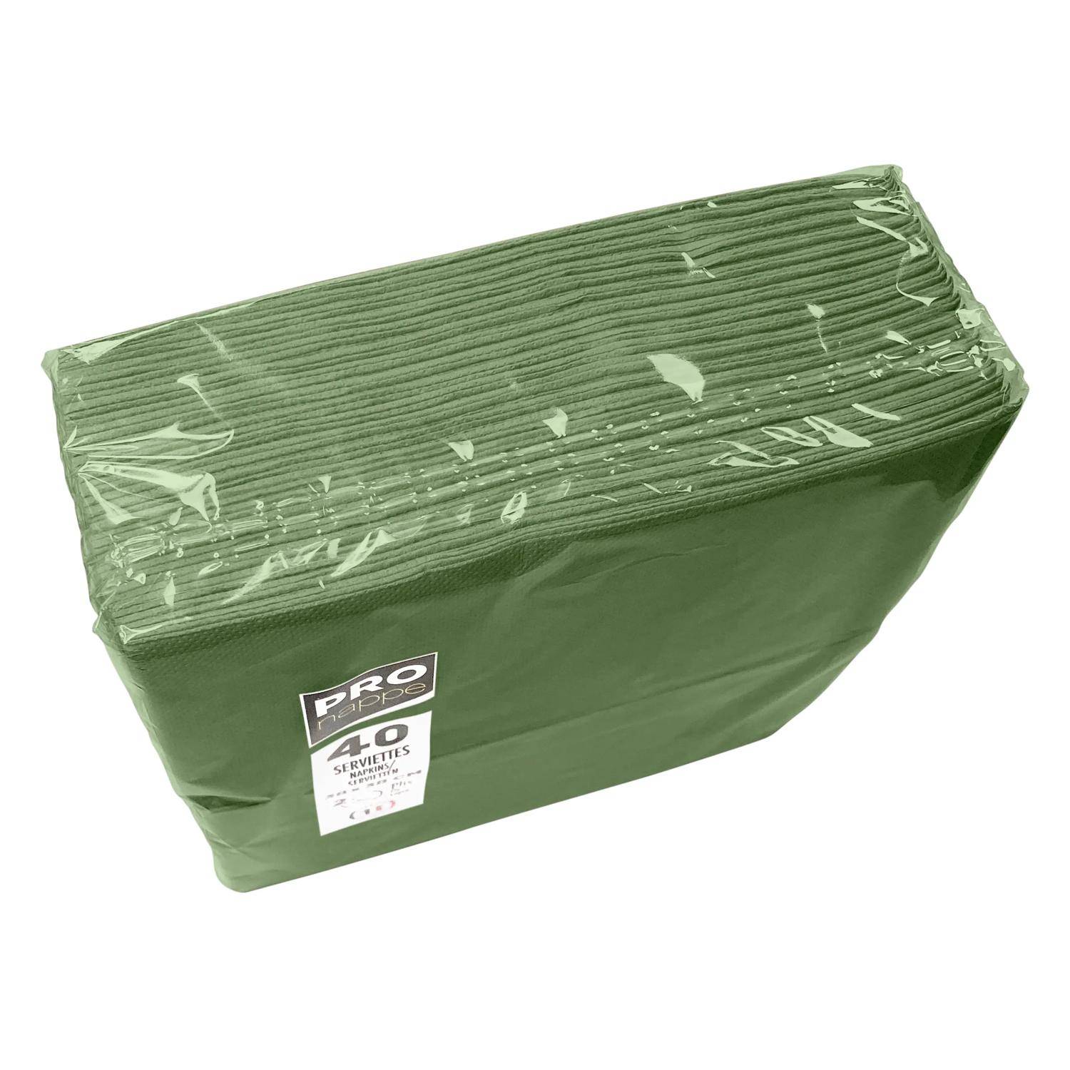 Pronappe 30x Tissue-Servietten 40St 1/8 Kopffalz, 38x38 cm Olivgrün SV623957I