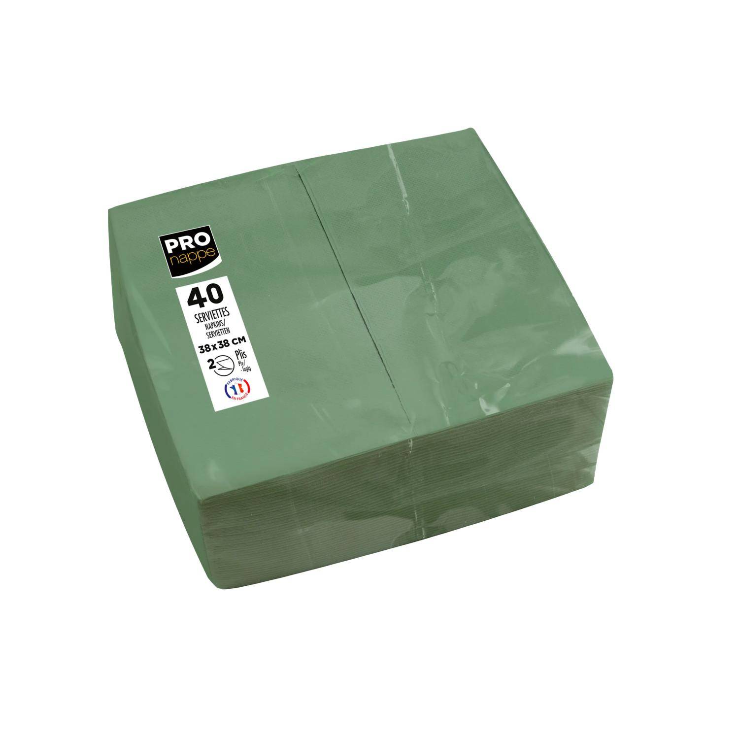 Pronappe 30x Tissue-Servietten 40St 1/8 Kopffalz, 38x38 cm Olivgrün SV623957I