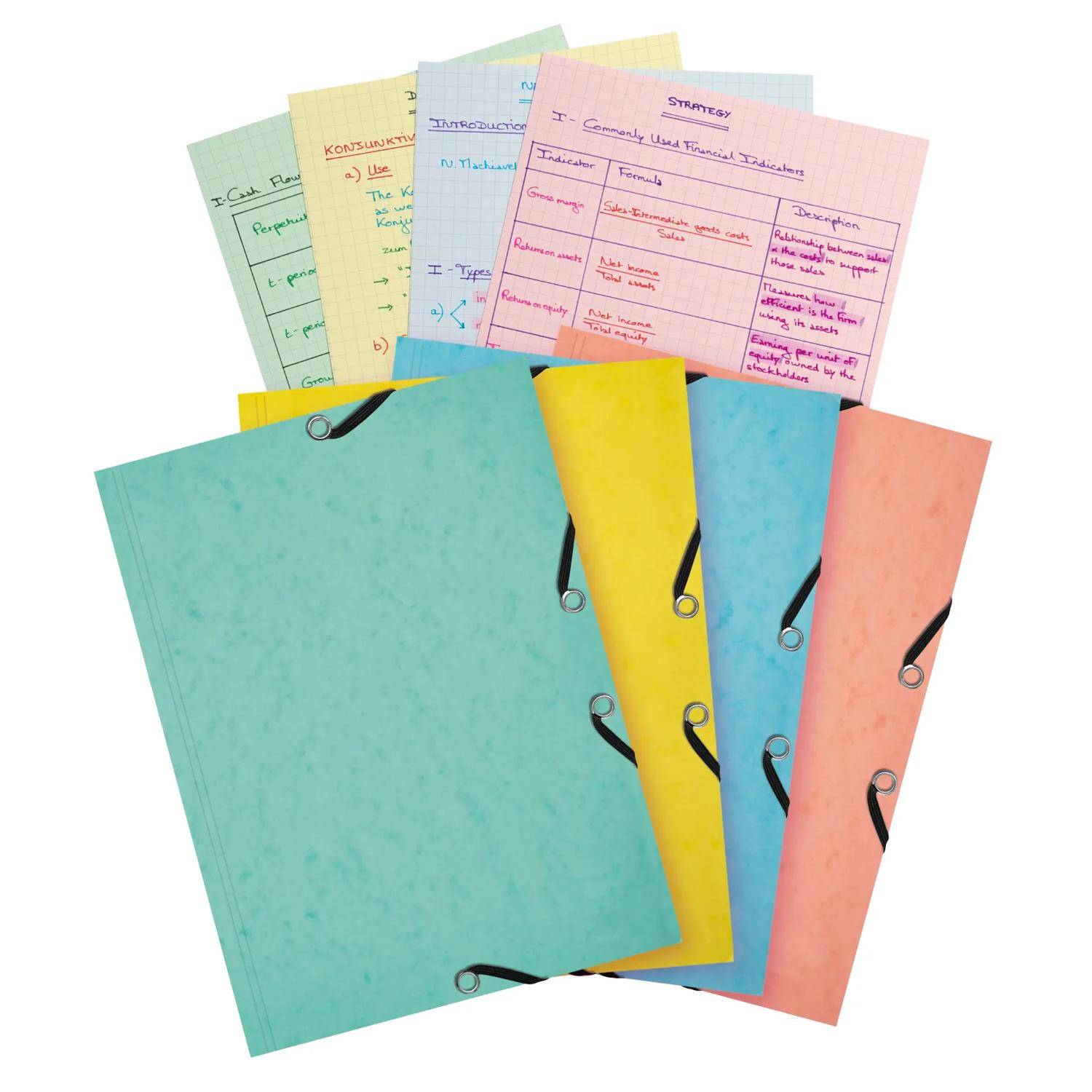 Exacompta 10x Karteikarten-Set Sammelmappe 3 Klappen Pastellblau 555662E