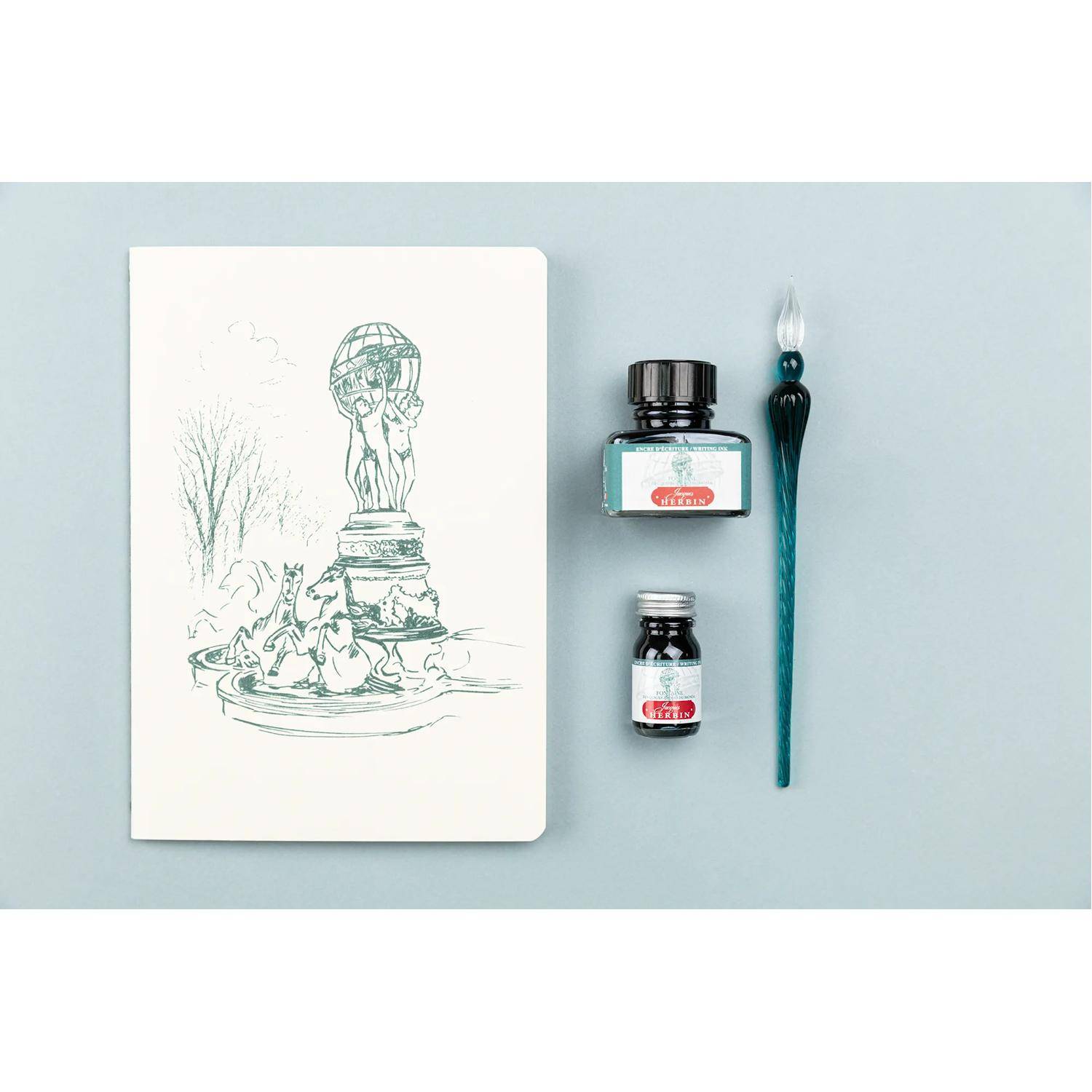 Jacques Herbin 6x Schreibtinten, Flakon 10ml - Blaugrün 11832T