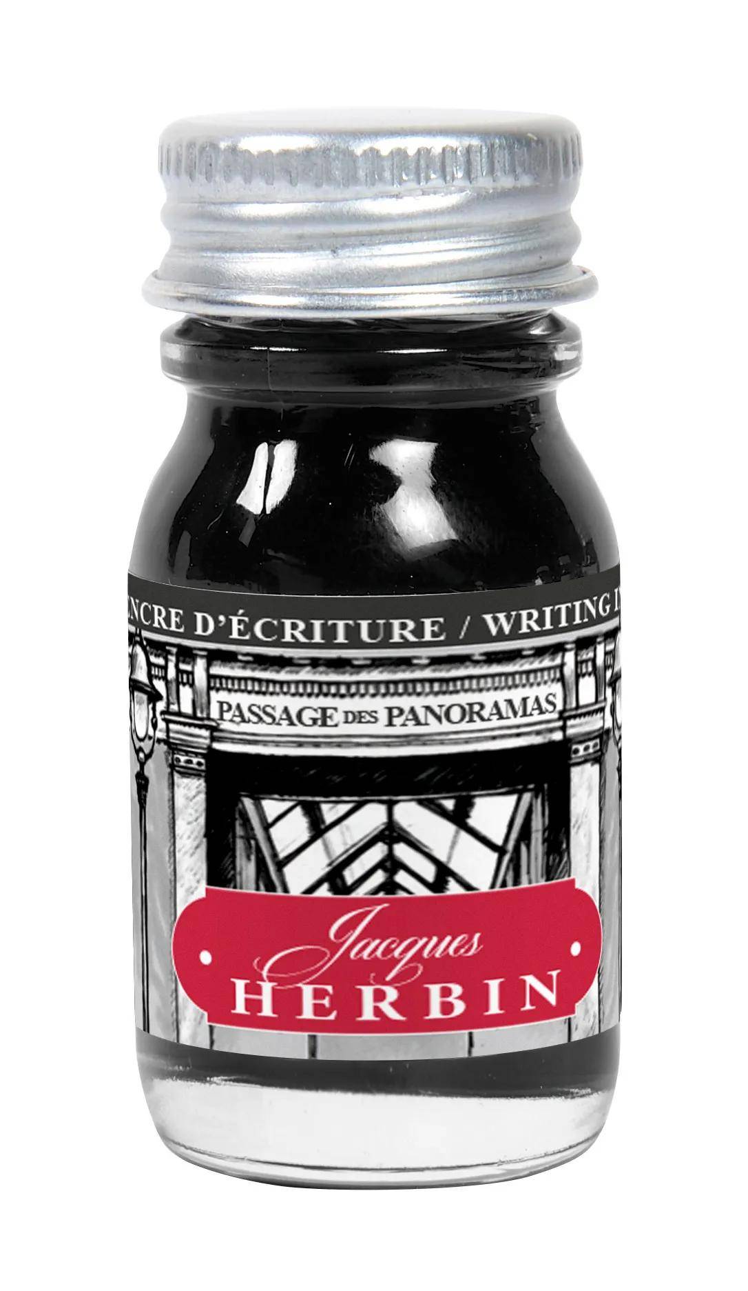 Jacques Herbin 6x Schreibtinten, Flakon 10ml - Schwarz 11899T