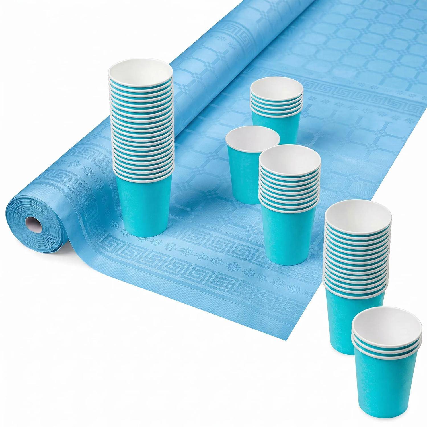 Pronappe 12x Papiertischdecke Rolle Damastprägung - 6x1,18m - Türkis RD260639I