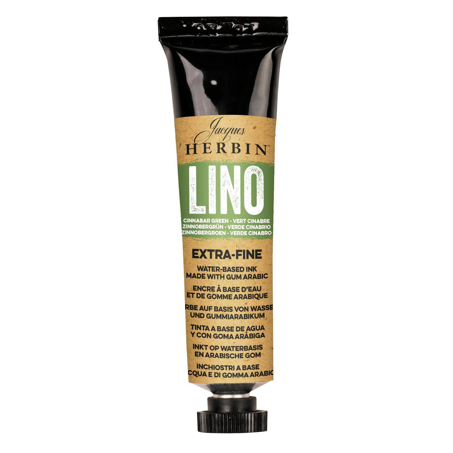 Jacques Herbin 3x Linolfarbe Tube 35 ml Zinnobergruen 80536T