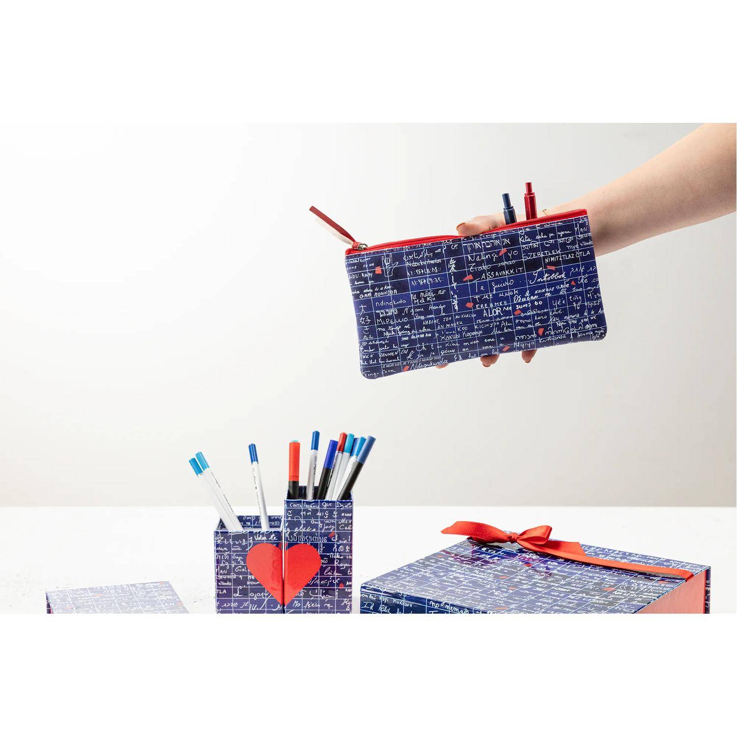 Clairefontaine 4x flaches Schlampermäppchen aus Kunstleder, 22x11 cm 116330C