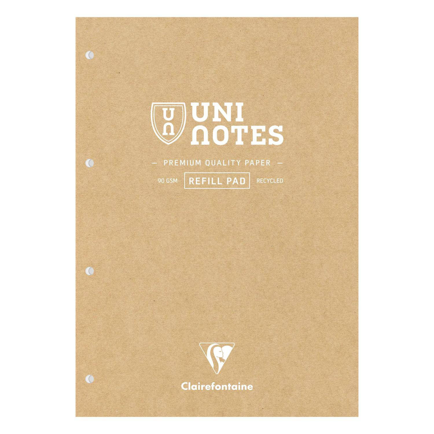 Clairefontaine 4x Uninotes-Kursblock A4 100Bl lin+R 9883C