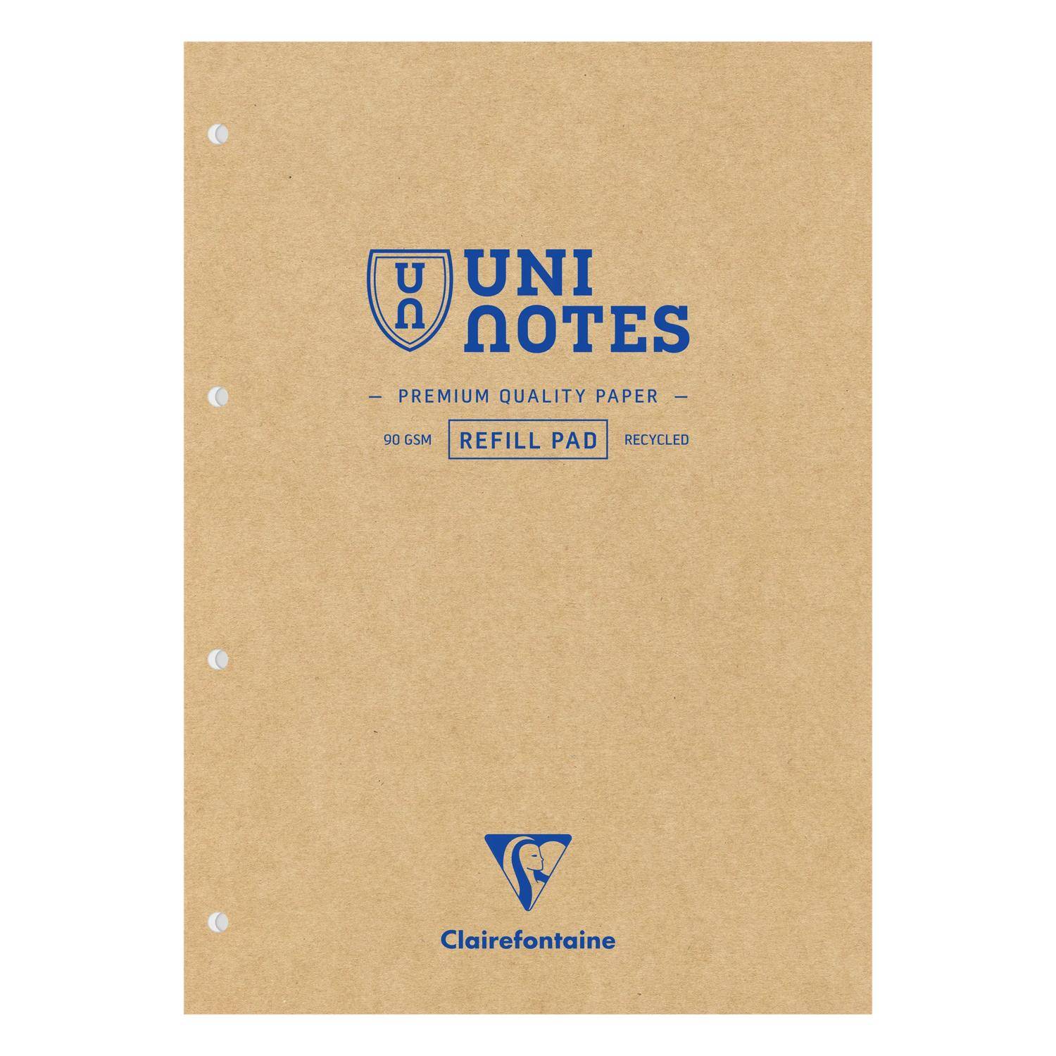Clairefontaine 4x Uninotes-Kursblock A4 100Bl lin+R 9883C