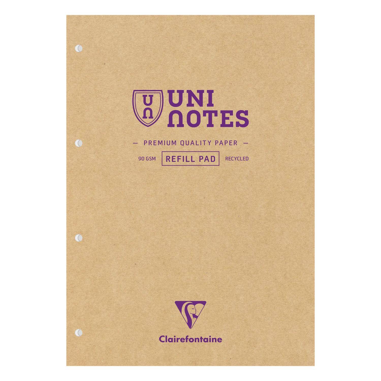 Clairefontaine 4x Uninotes-Kursblock A4 100Bl lin+R 9883C