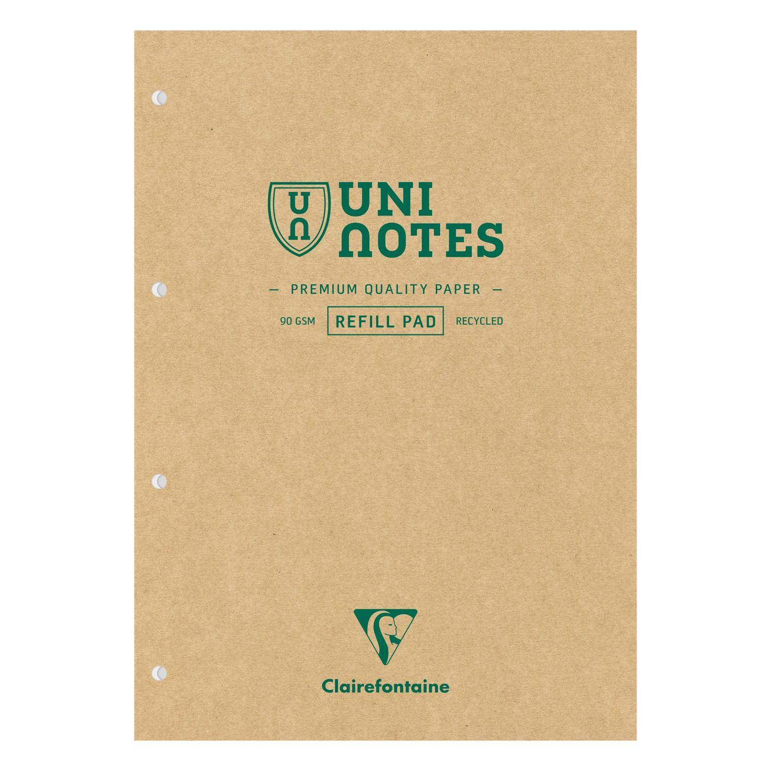 Clairefontaine 4x Uninotes-Kursblock A4 100Bl lin+R 9883C