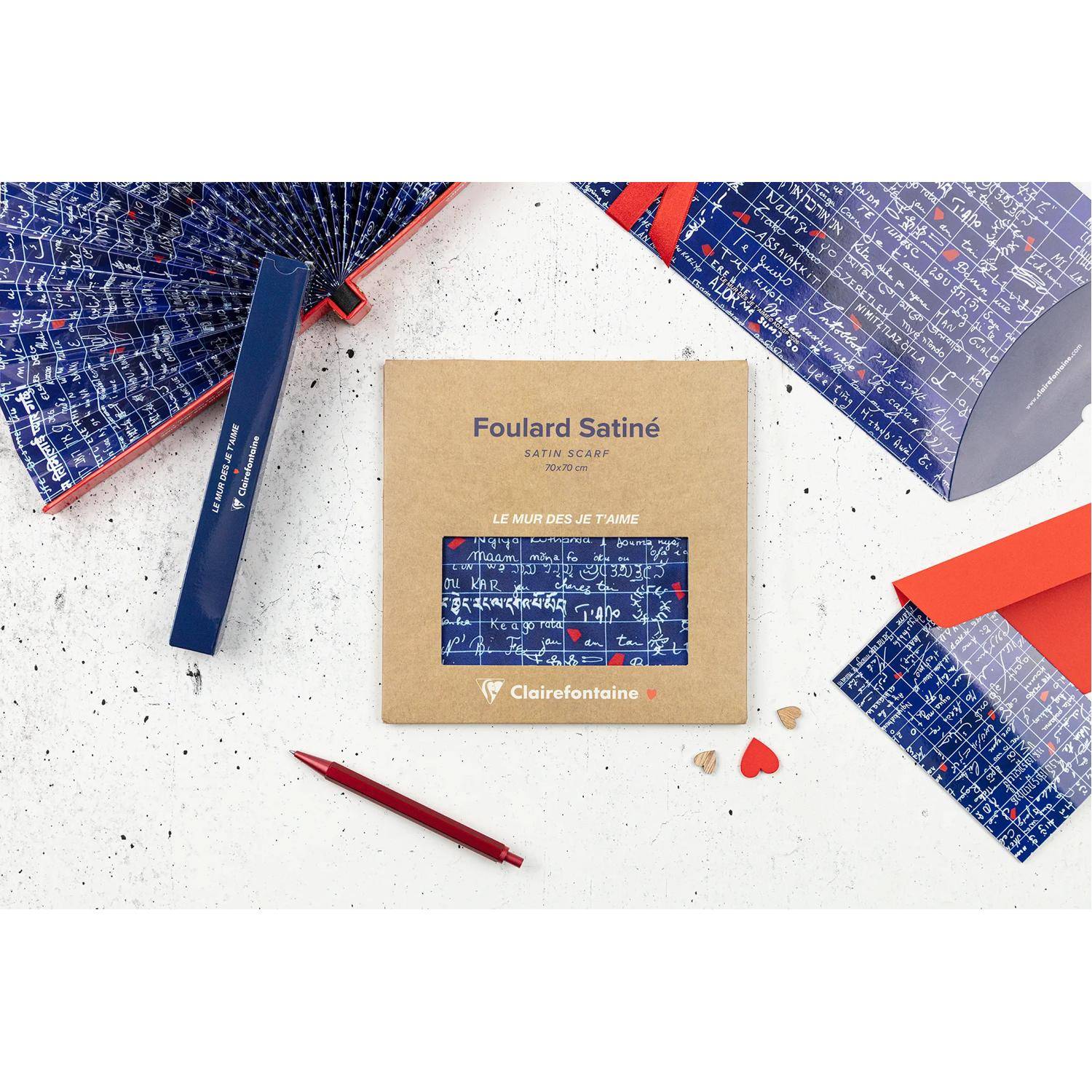 Clairefontaine 4x Le Mur des Je t'aime, Satinschal 70x70 cm - 116333C