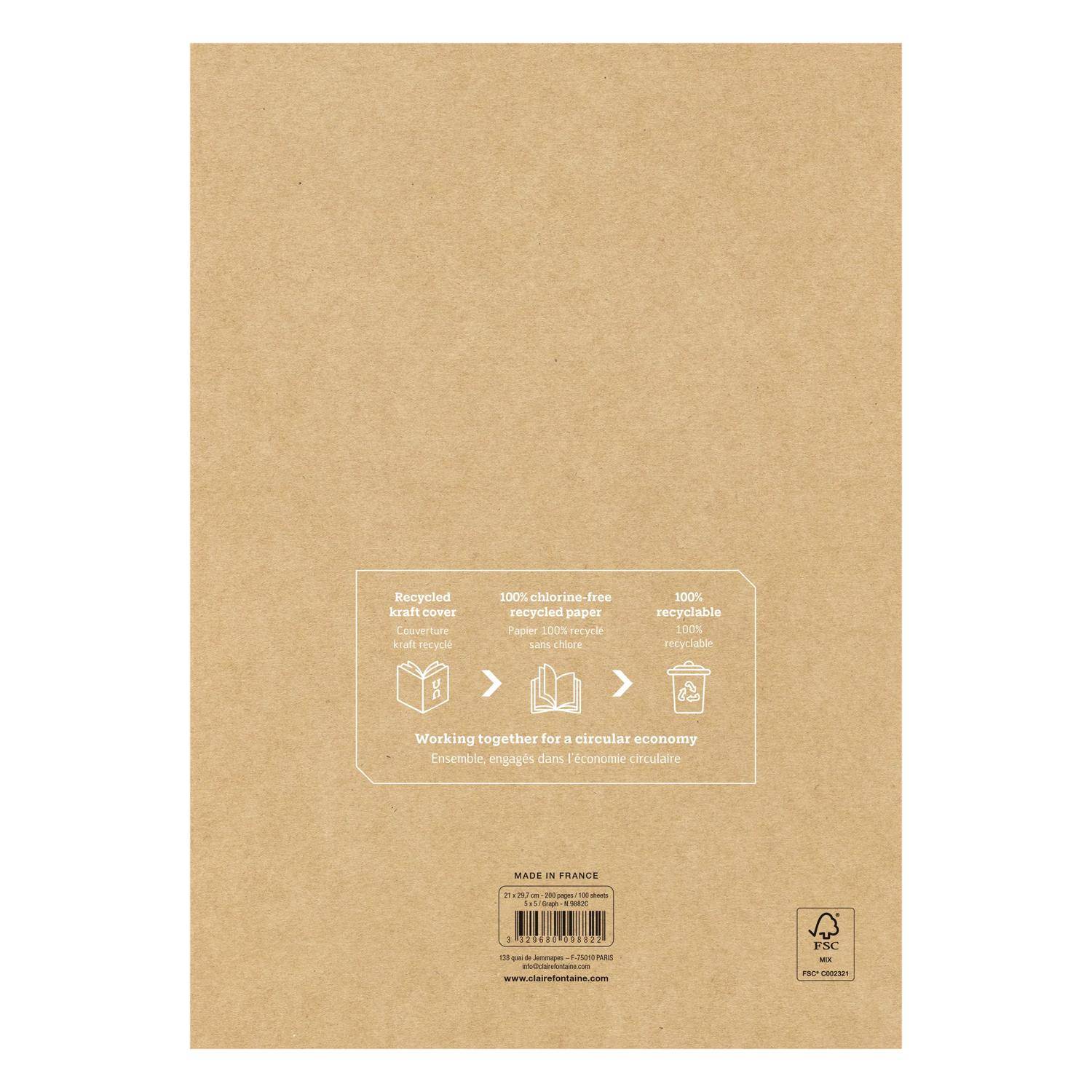 Clairefontaine 4x Uninotes-Kursblock A4 100Bl Kar+R 9882C