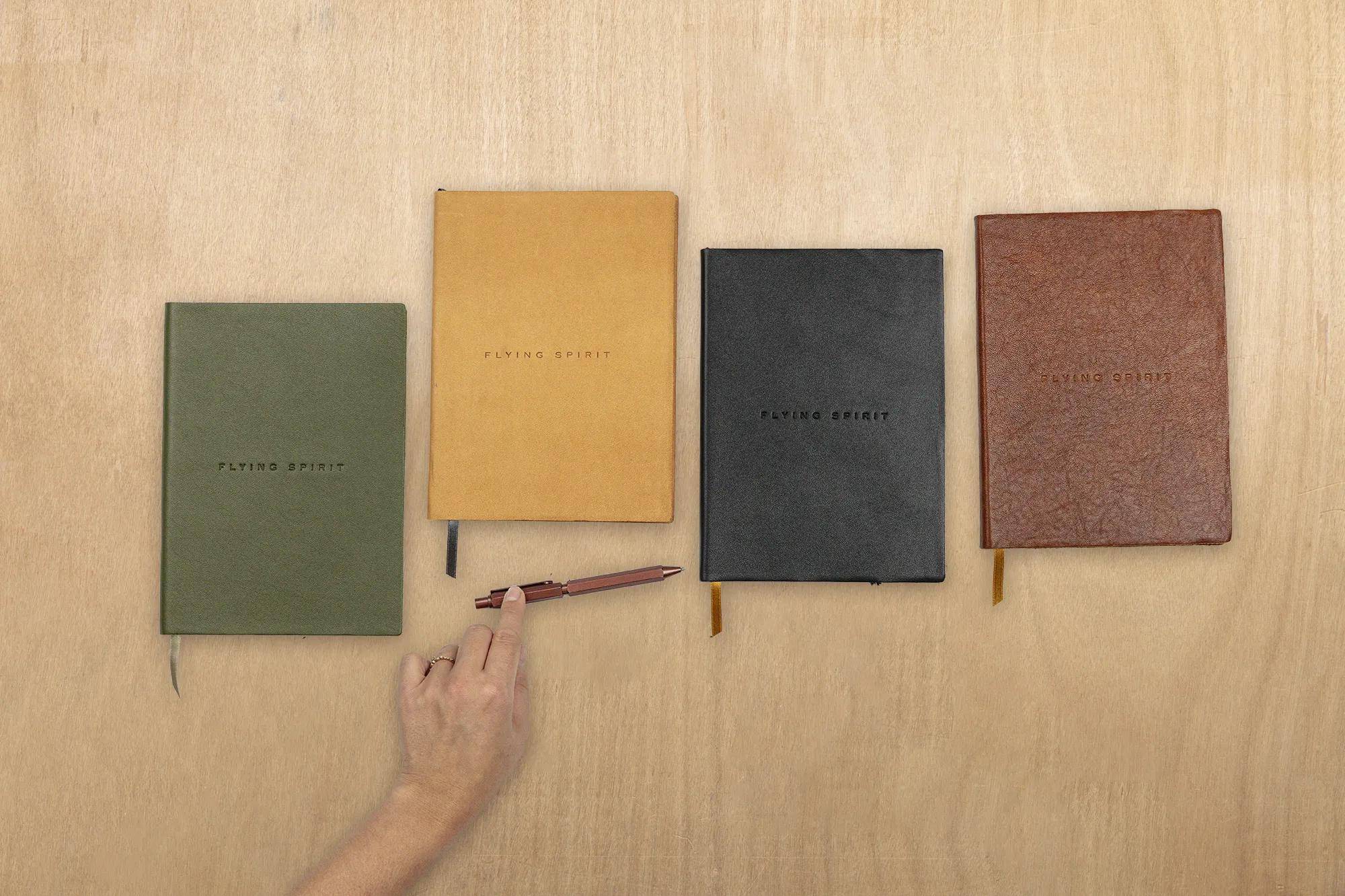 Clairefontaine 3x Notizbuch A5, Ledereinband 90 Bl 90g Khaki 107946C