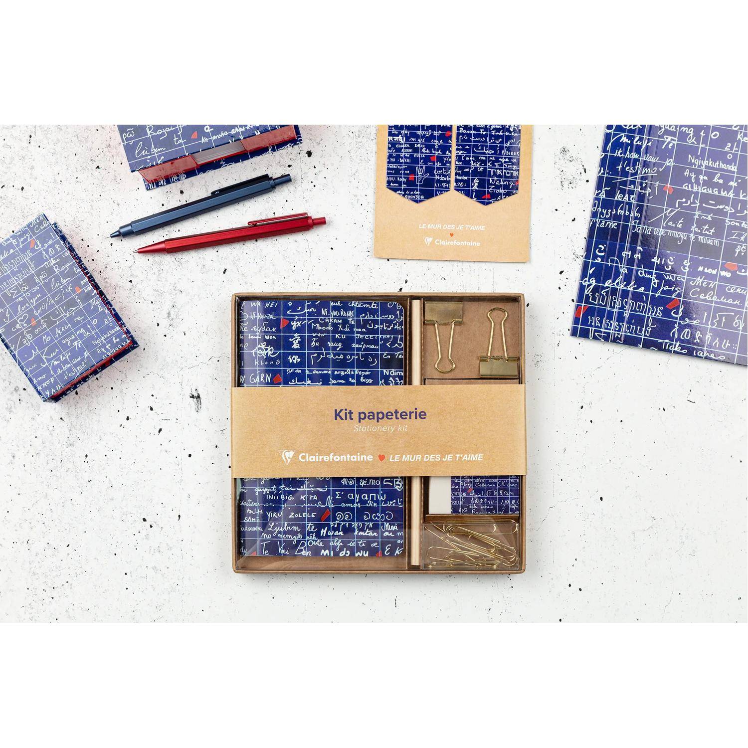 Clairefontaine 3x Le Mur des Je t'aime, Schreibwarenset - 116328C