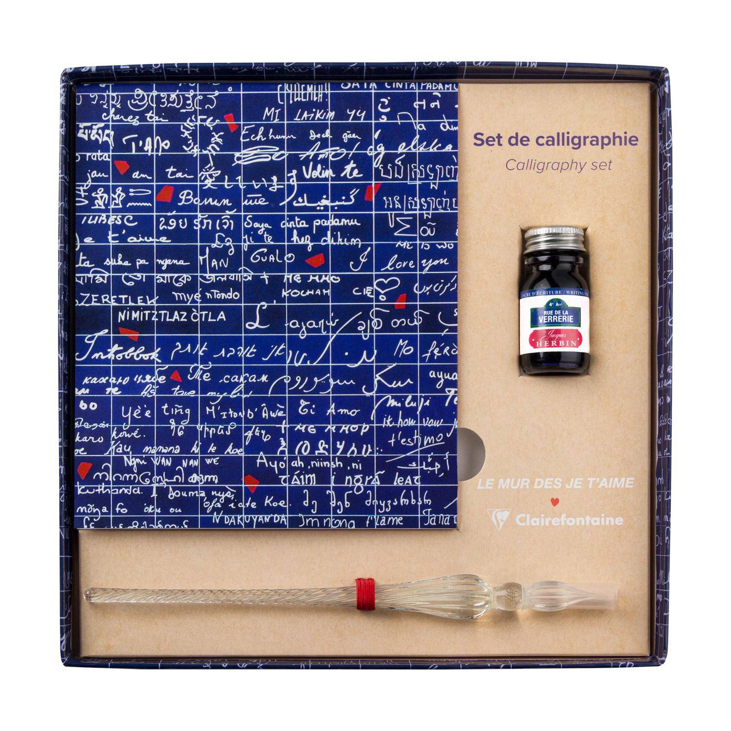 Clairefontaine 3x Le Mur des Je t'aime, Kalligrafieset 21x21 cm - 116329C