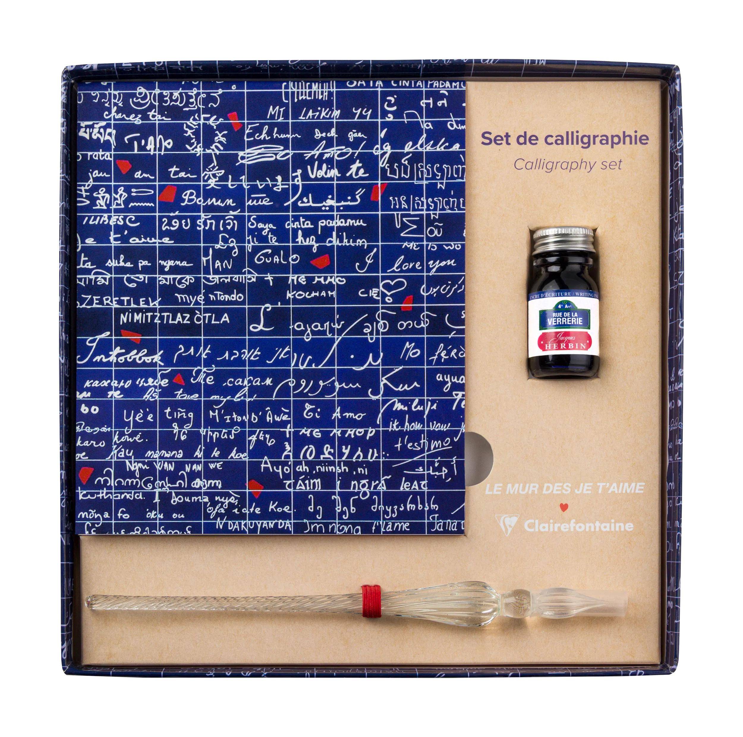 Clairefontaine 3x Le Mur des Je t'aime, Kalligrafieset 21x21 cm - 116329C