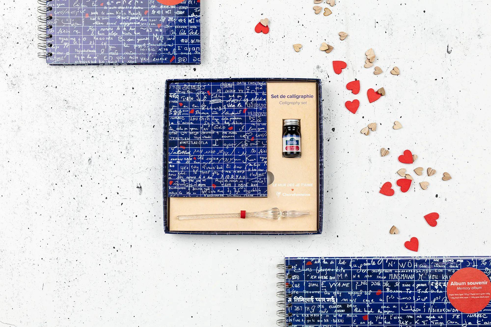 Clairefontaine 3x Le Mur des Je t'aime, Kalligrafieset 21x21 cm - 116329C